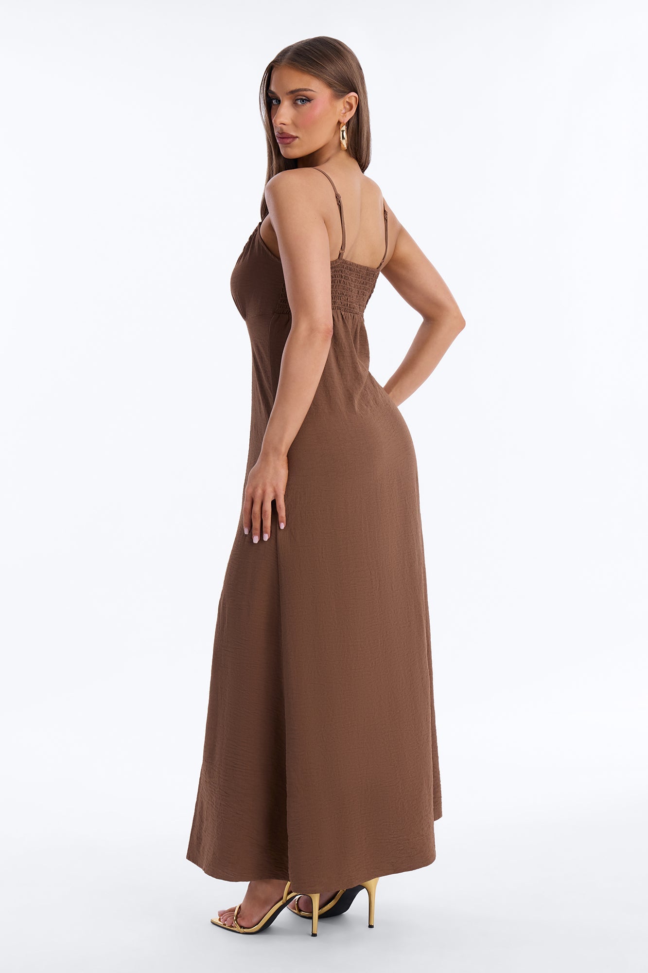 Lysandra Sleeveless Airflow Maxi Dress - Brown