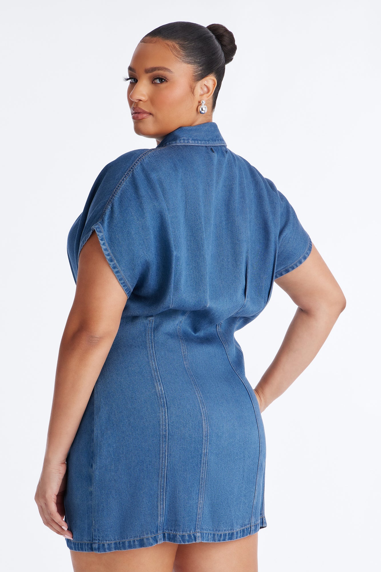 Allise Short Sleeve Denim Mini Dress - Denim