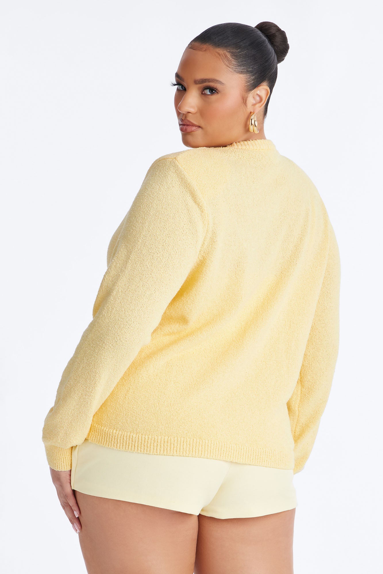 Nydia Shoulder Pads Cardigan - Butter Yellow