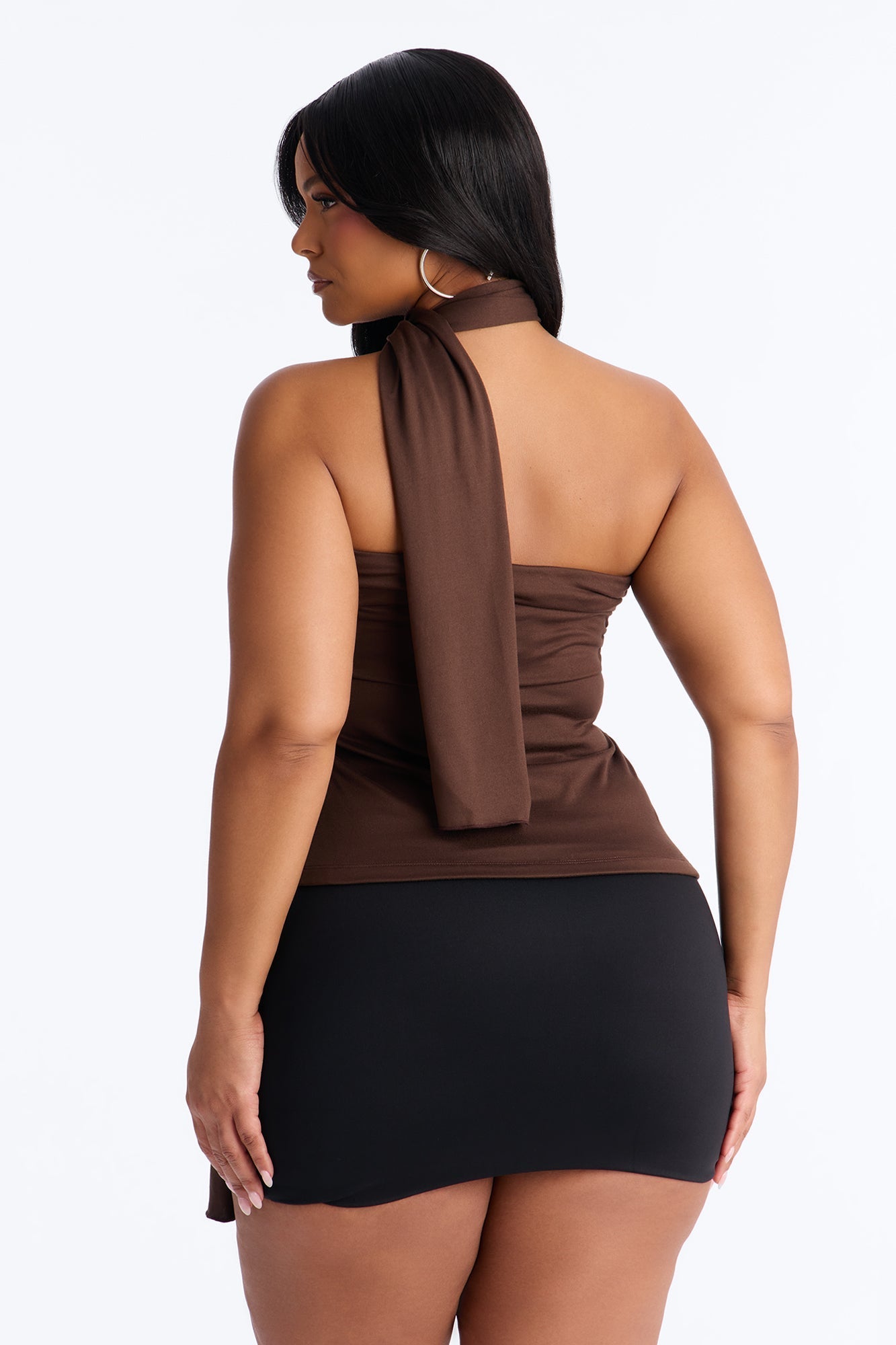 Downtown Elegance Tube Top & Scarf 2 Piece Set - Brown Fashion Nova