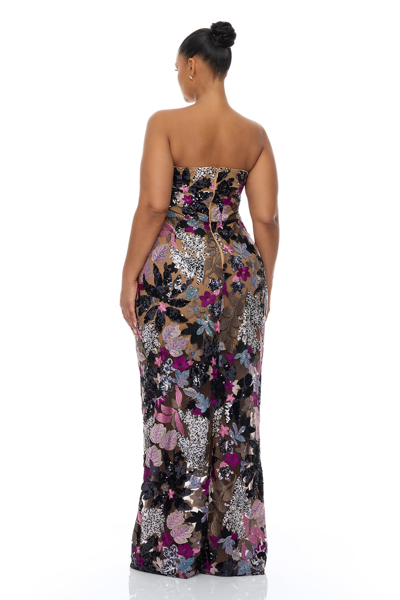 Kaylah Floral Embroidered Maxi Dress - Purple/combo