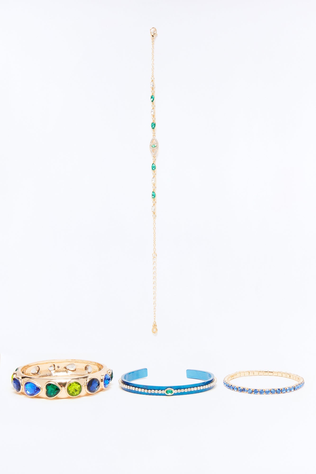 Cancun Crest 4 Piece Multi Bracelet Set - Gold/Blue