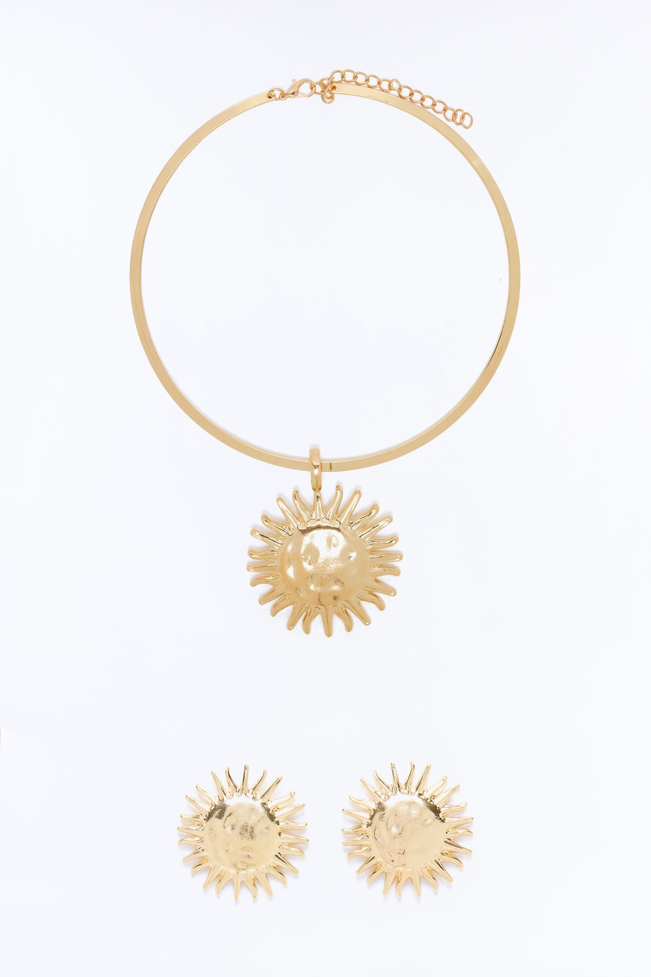 Sun Bathing Necklace And Earring Set - Gold