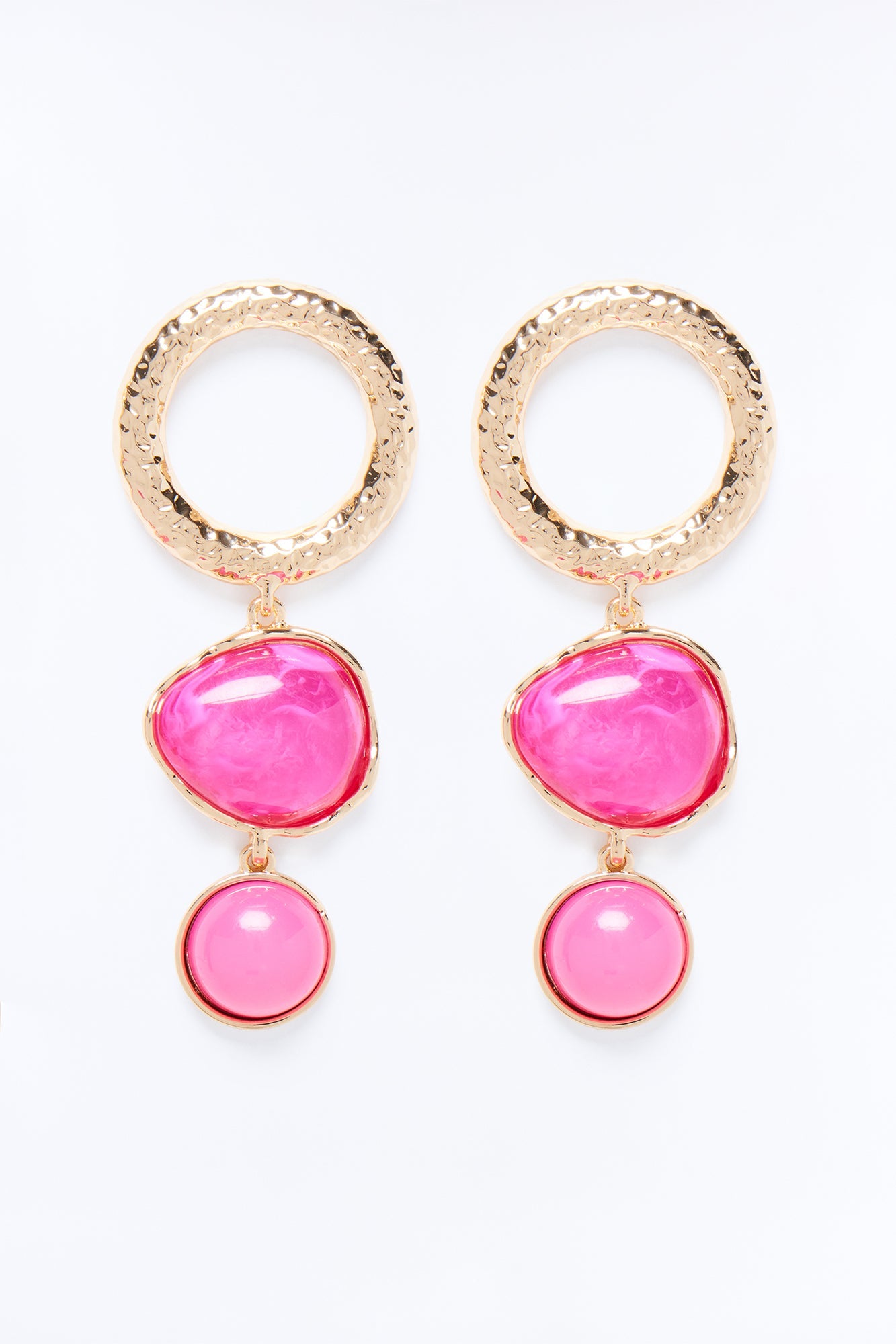 Sea Breeze Jeweled Drop Earrings - Gold/Pink