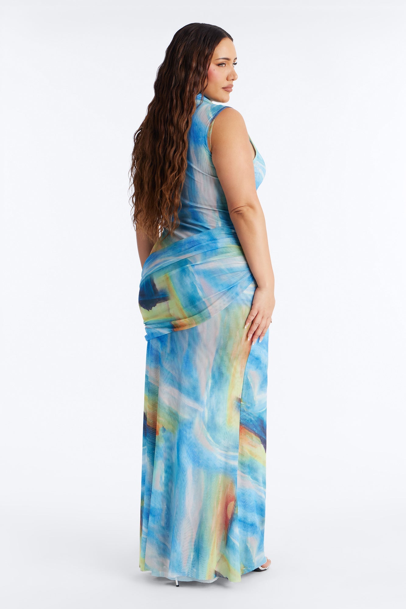 Blue Waters Mesh Maxi Dress - Blue/combo