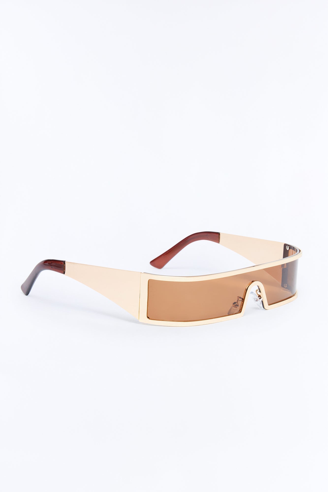 Side Eye Shield Sunglasses - Gold/Brown