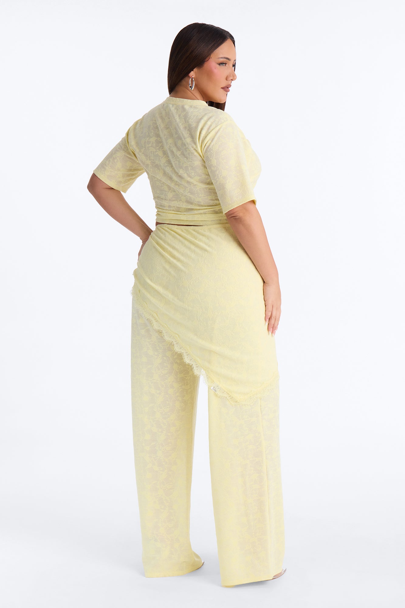 Solana Lace 3 Piece Pant Set - Yellow