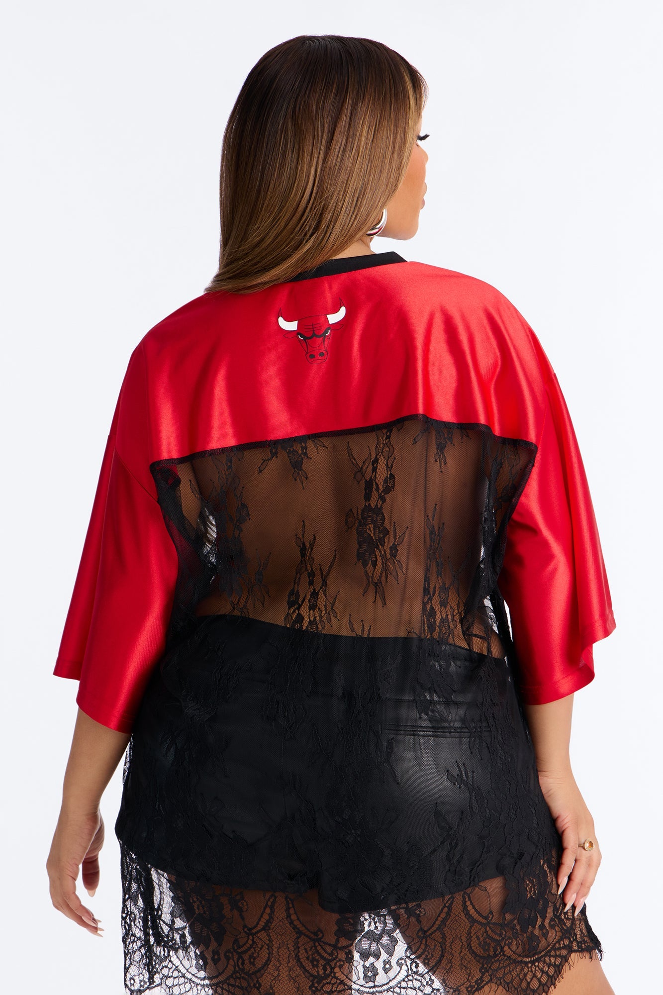 NBA Chicago Bulls Oversized Lace Top - Black