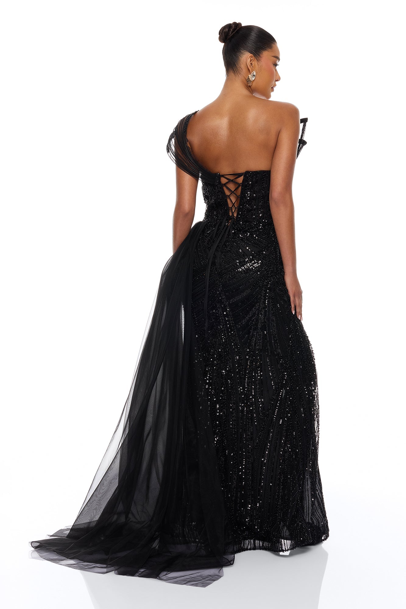 Pure Luxe Embellished Gown - Black