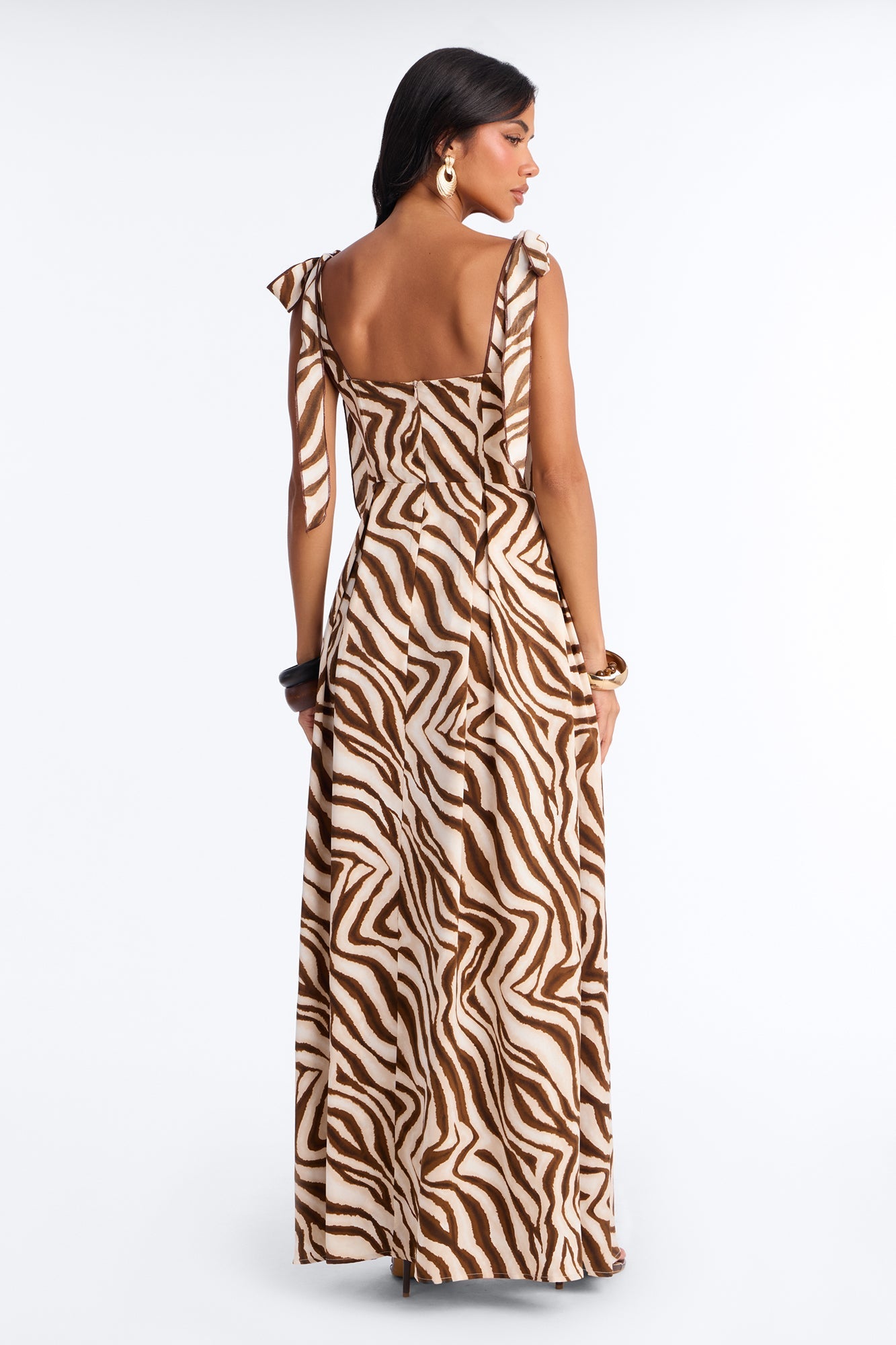 Eden Corset Satin Maxi Dress - Brown/combo
