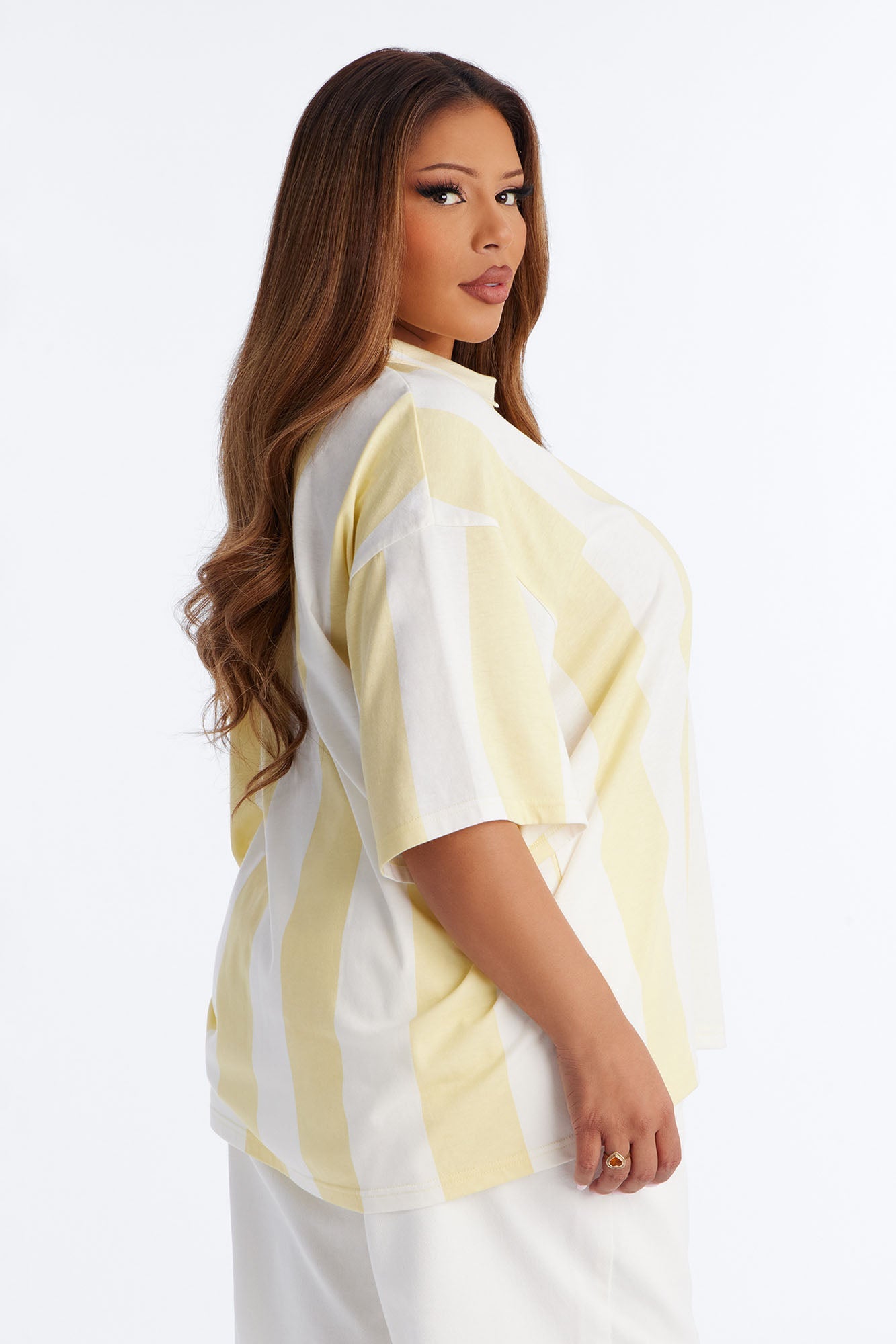 Varsity Crush Striped Short Sleeve Top - Yellow/combo