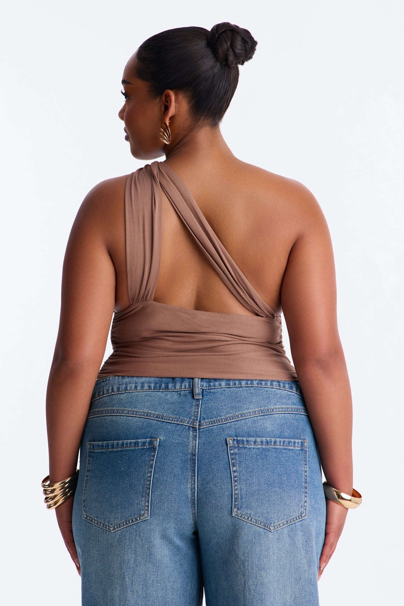 Side Attraction One Shoulder Ruched Top - Mocha Fashion Nova