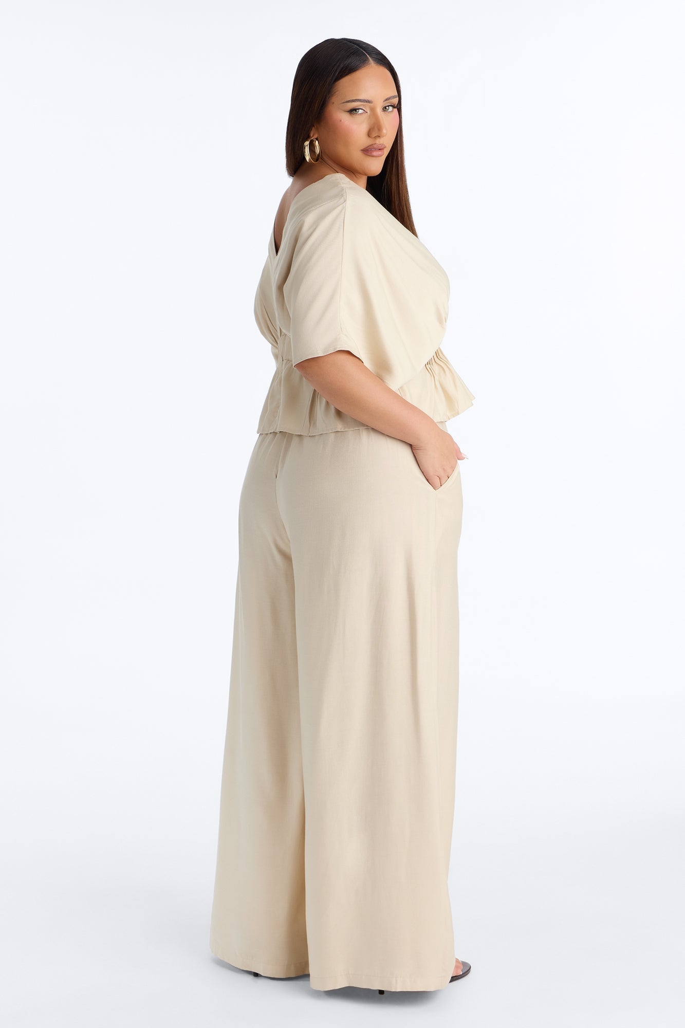 Miranda Linen Pant Set - Taupe