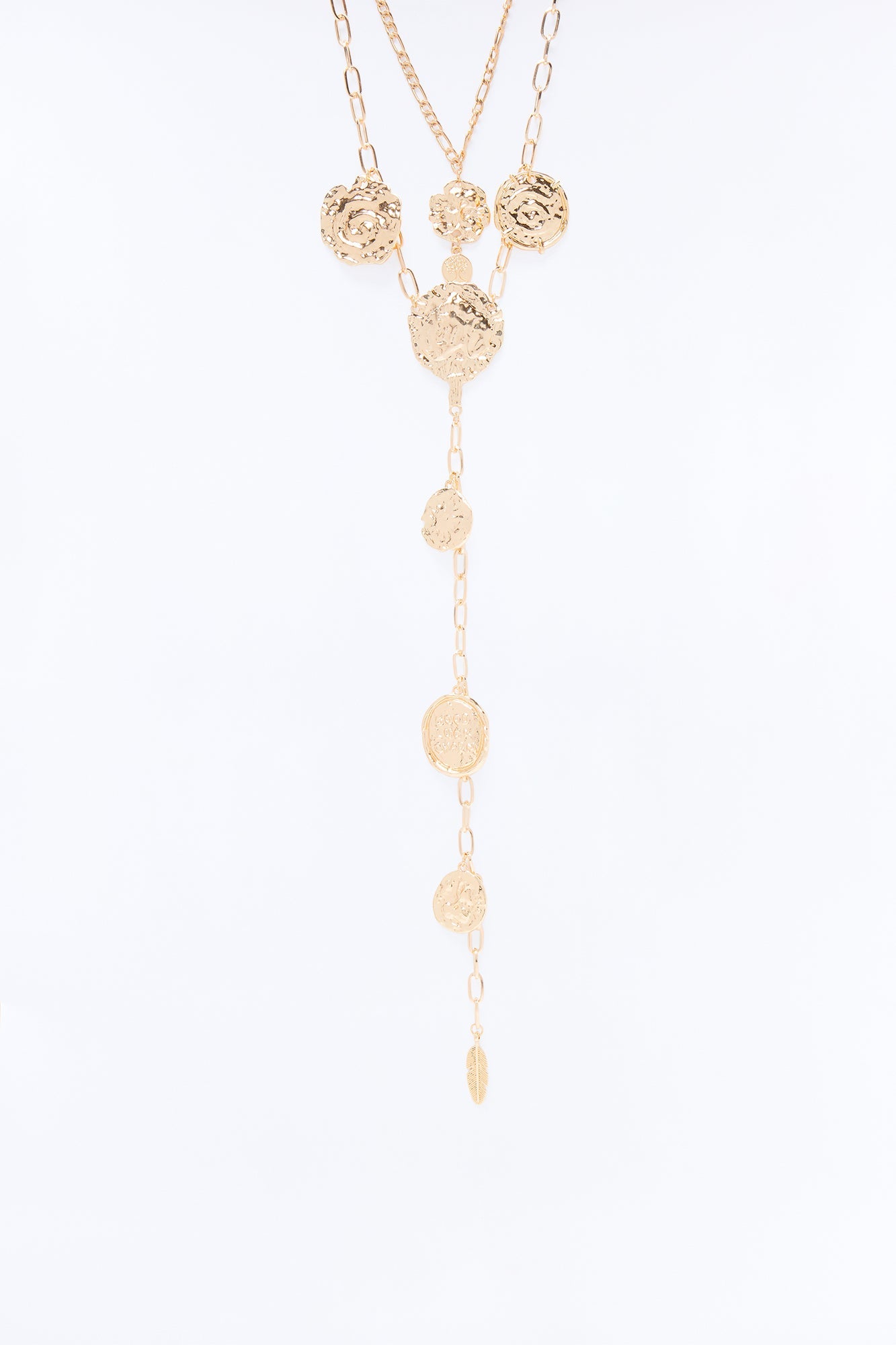 Aura And Charm Lariat Necklace - Gold