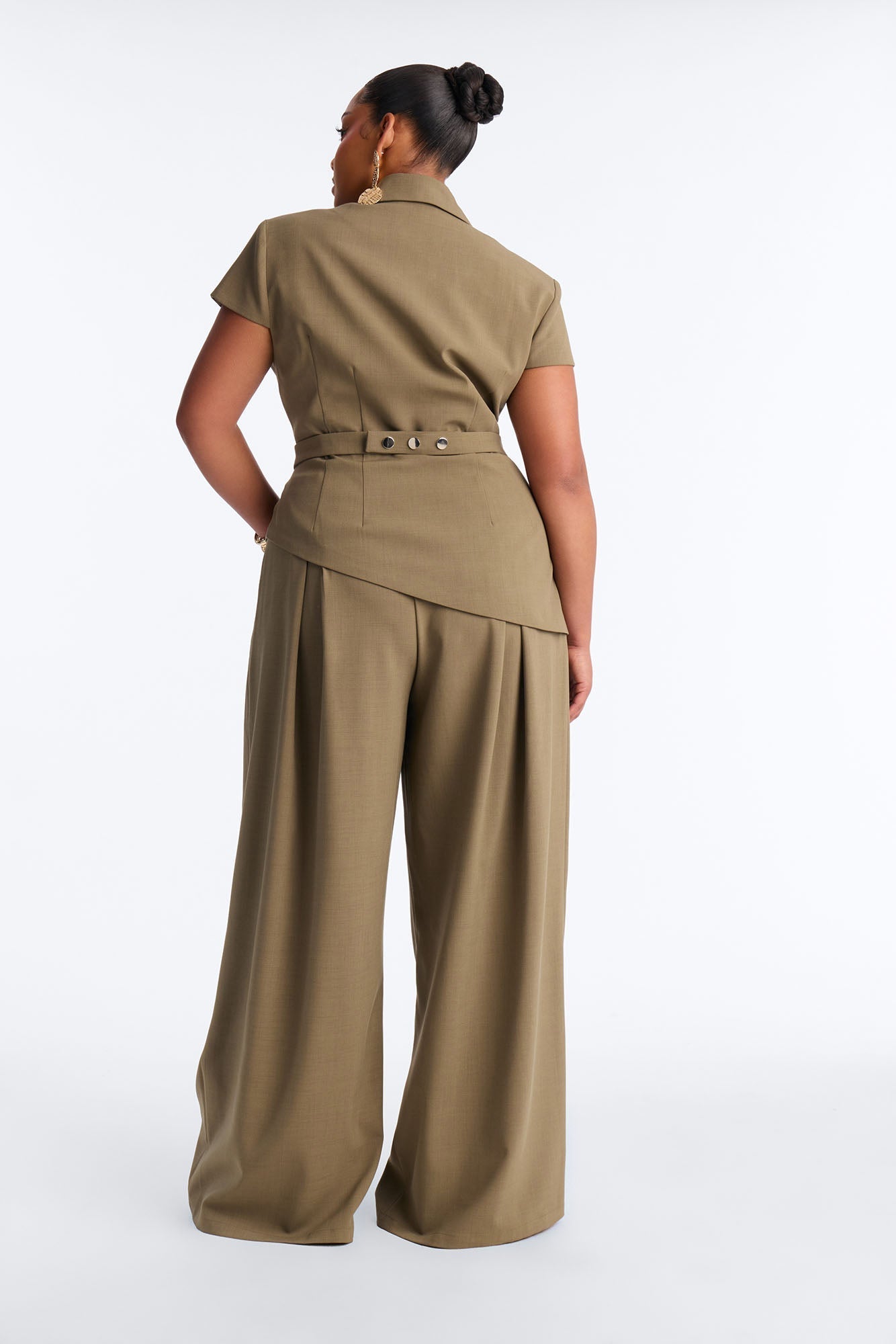 Tiana Belted Cap Sleeve Fitted Blazer - Caffe Fashion Nova