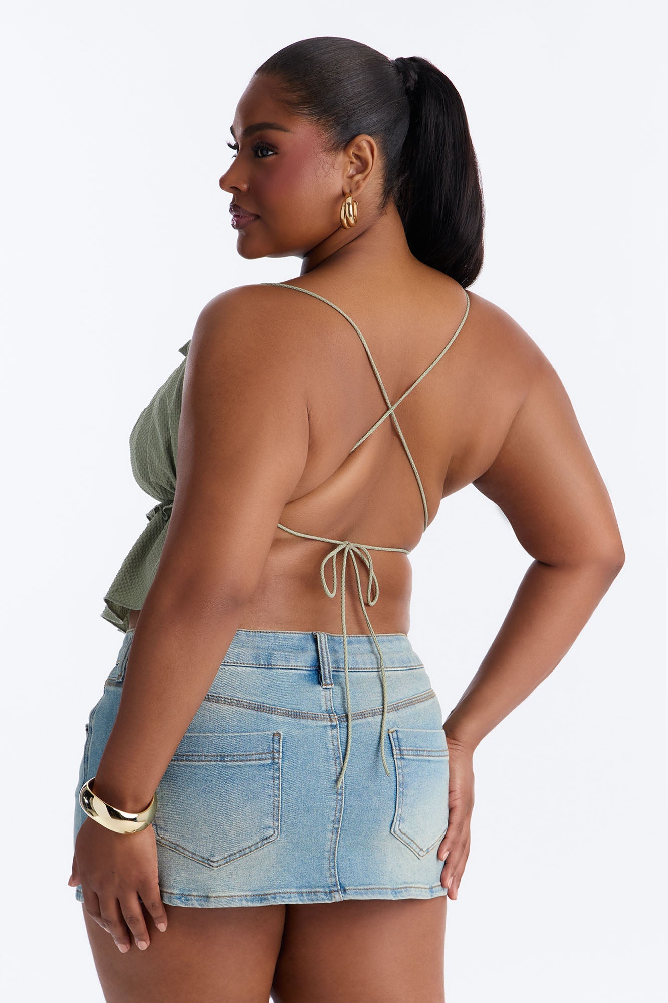 Sunkissed Therapy Lace Up Ruffle Top - Sage