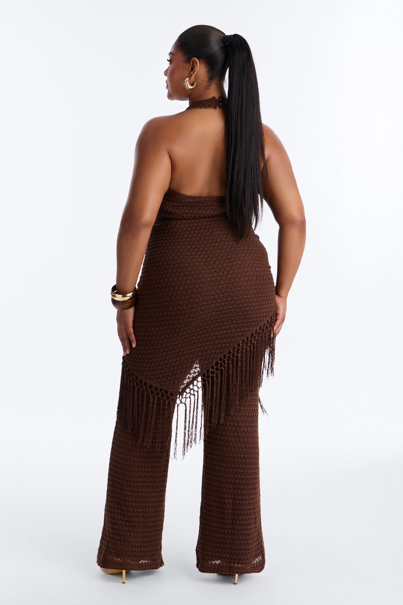 Mariah Jumpsuit And Tie Waist Scarf Set - Chocolate