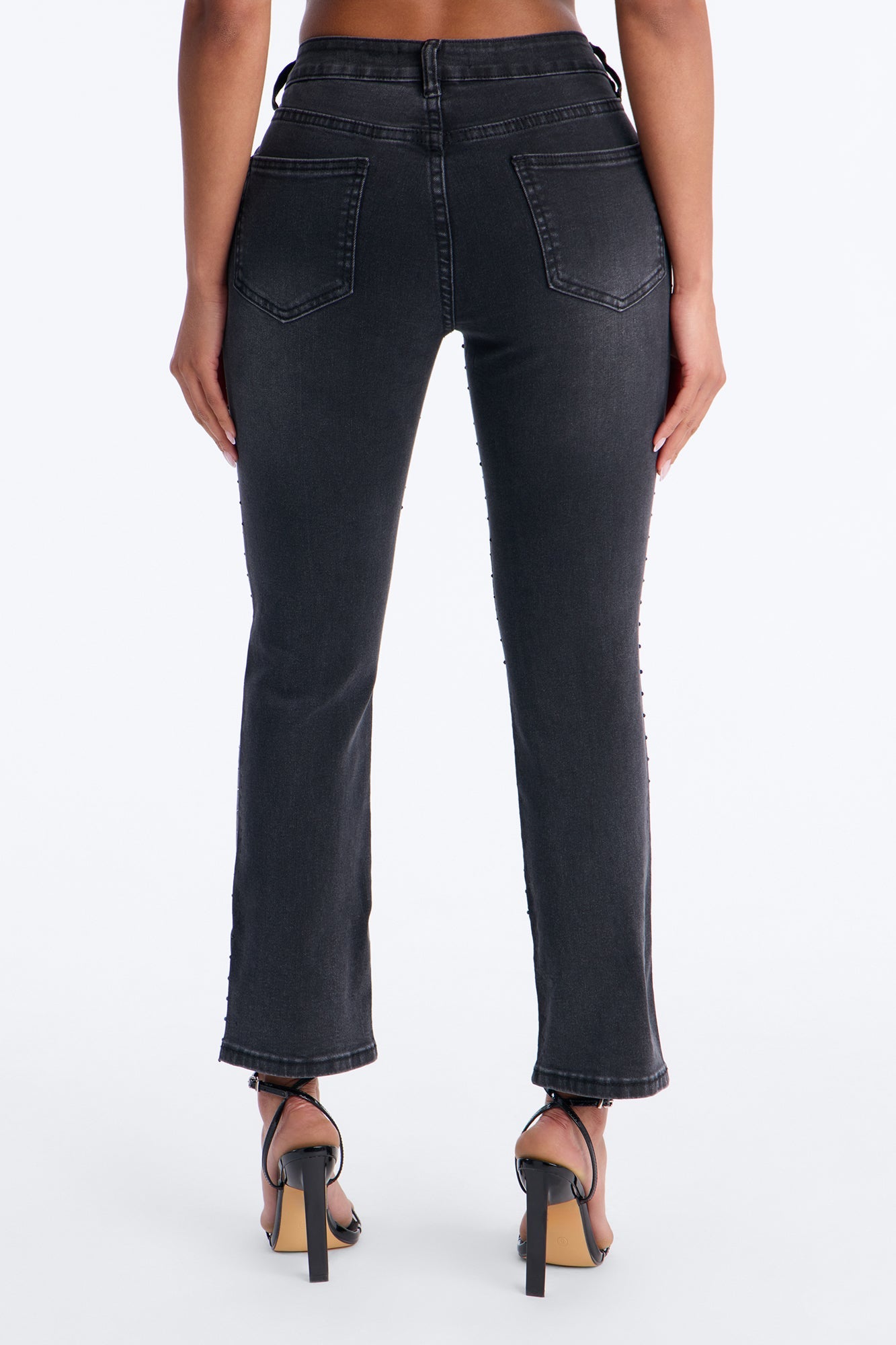 Tabloid Tease Capri Mini Flare Jeans - Black Wash