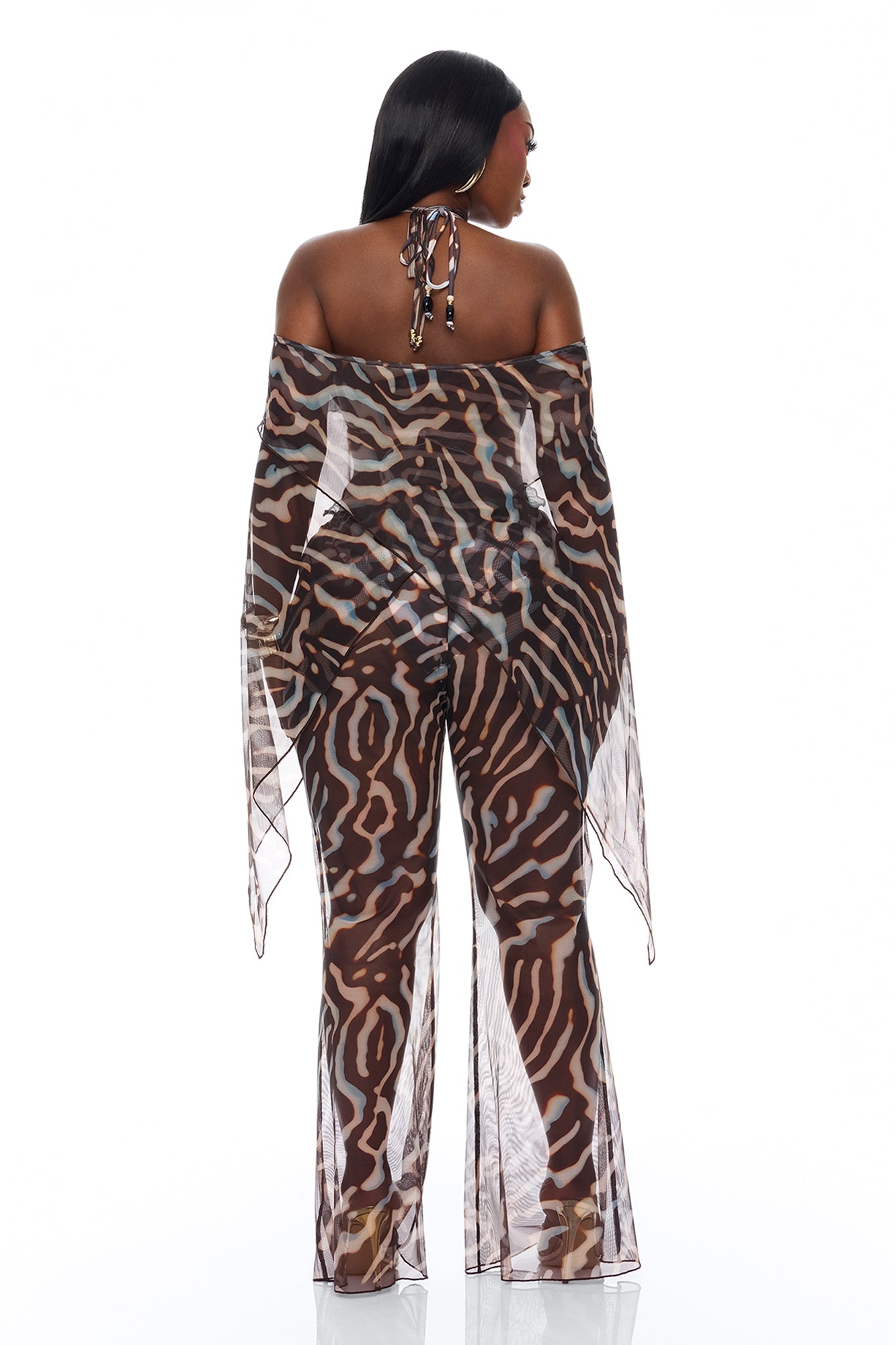 Golden Getaway Mesh Swim Cover Up - Brown/combo