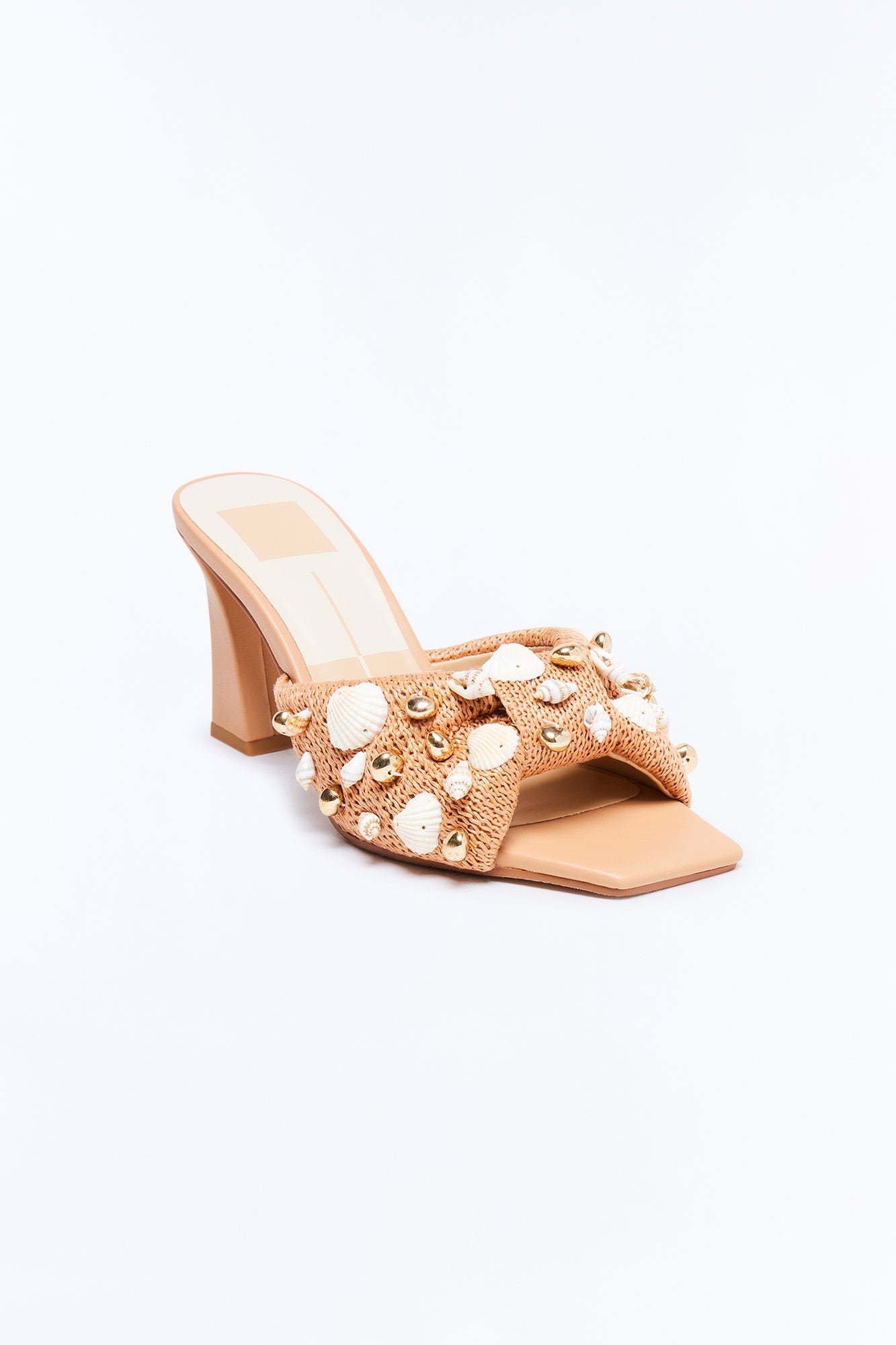 Dolce Vita Tylah Beaded Raffia Heels - Tan