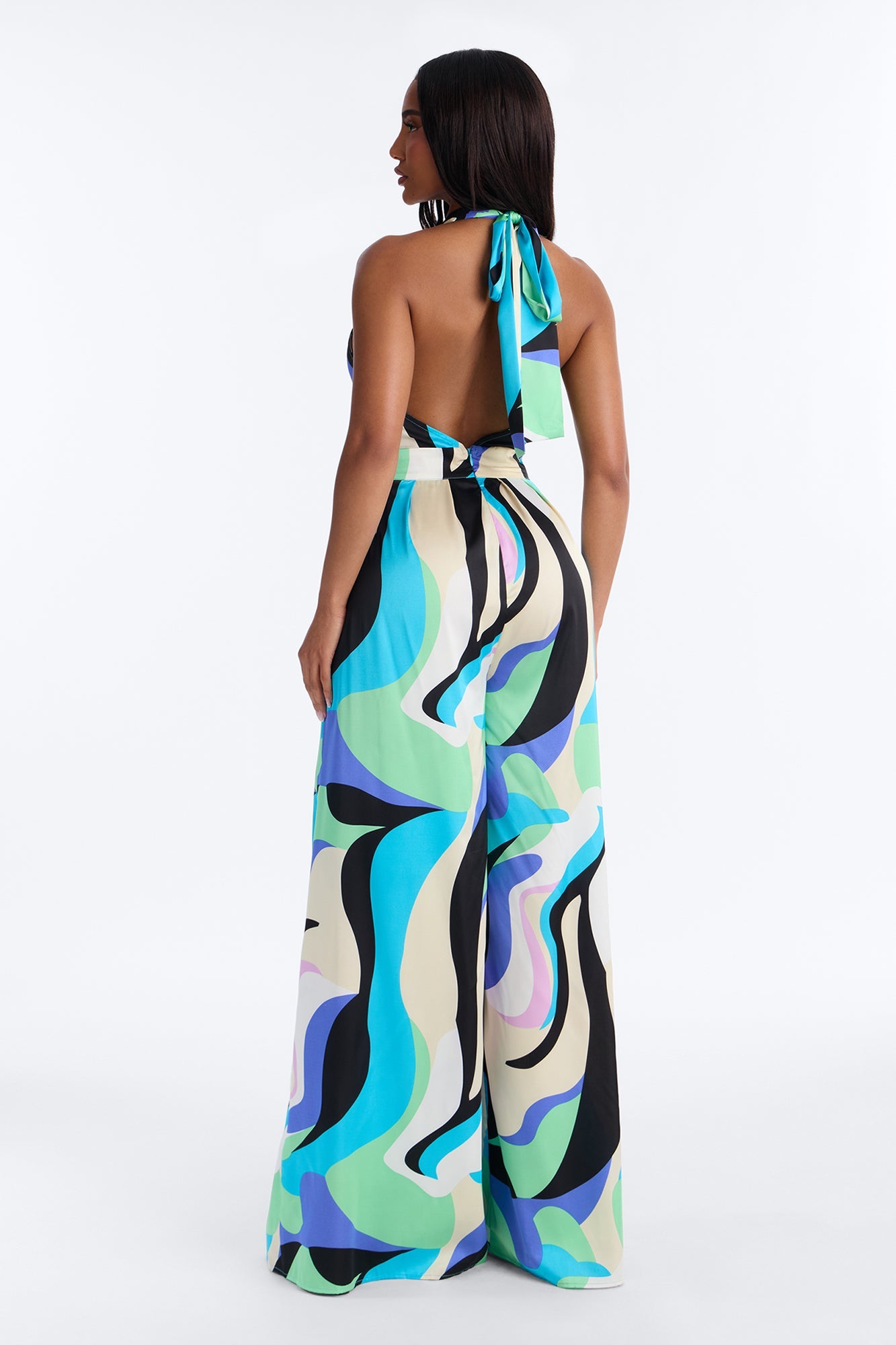Jules Belted Wide Leg Jumpsuit - Blue