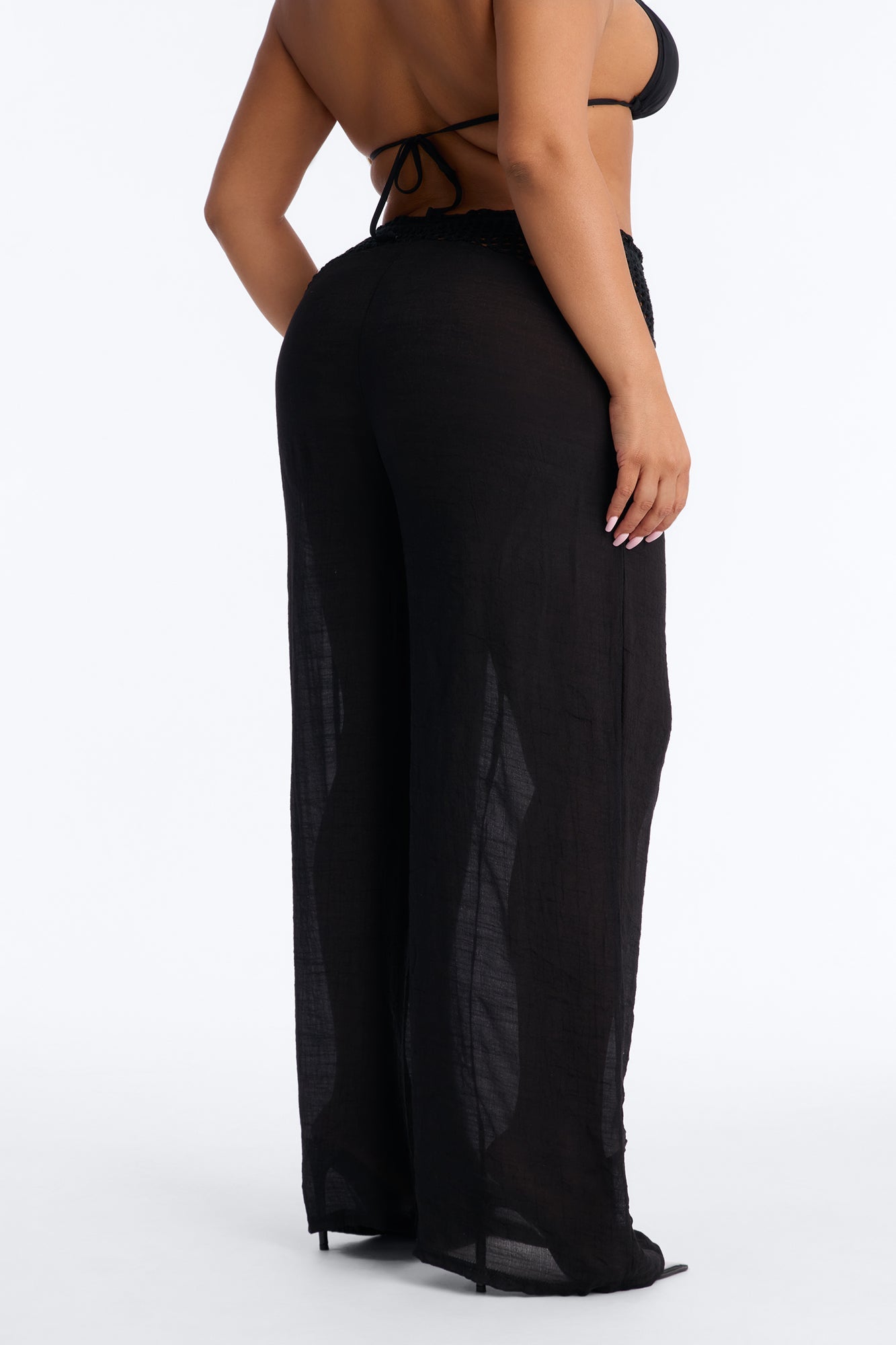 Darling Linen Swim Cover Up Pant - Black