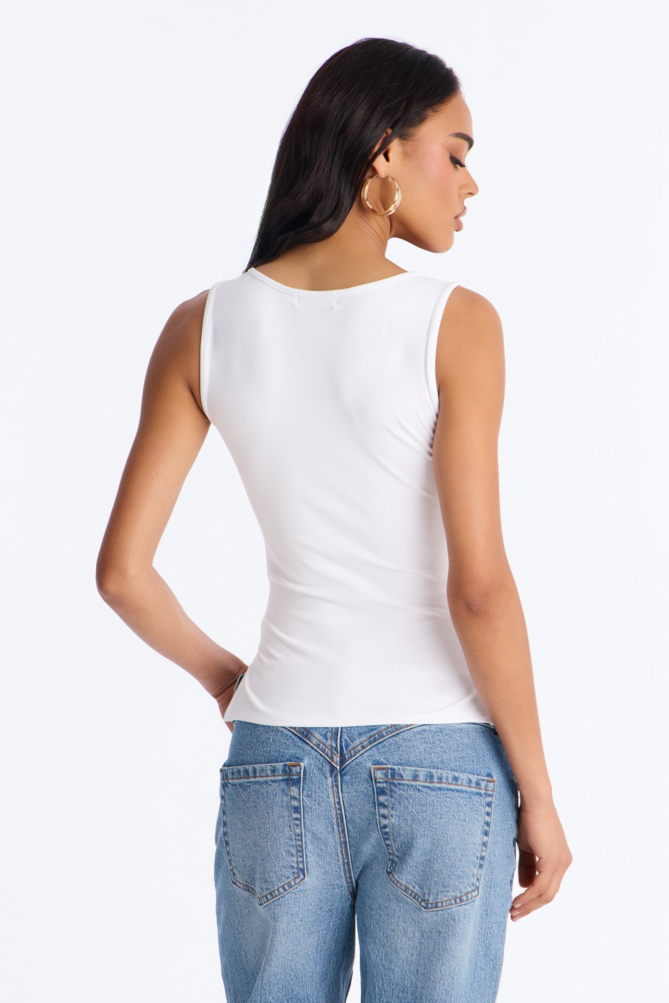 Side Slit Tank Top - White