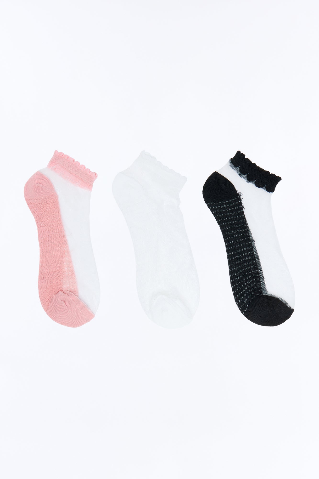 Barely There 3 Pack Sheer Ankle Socks - White/combo