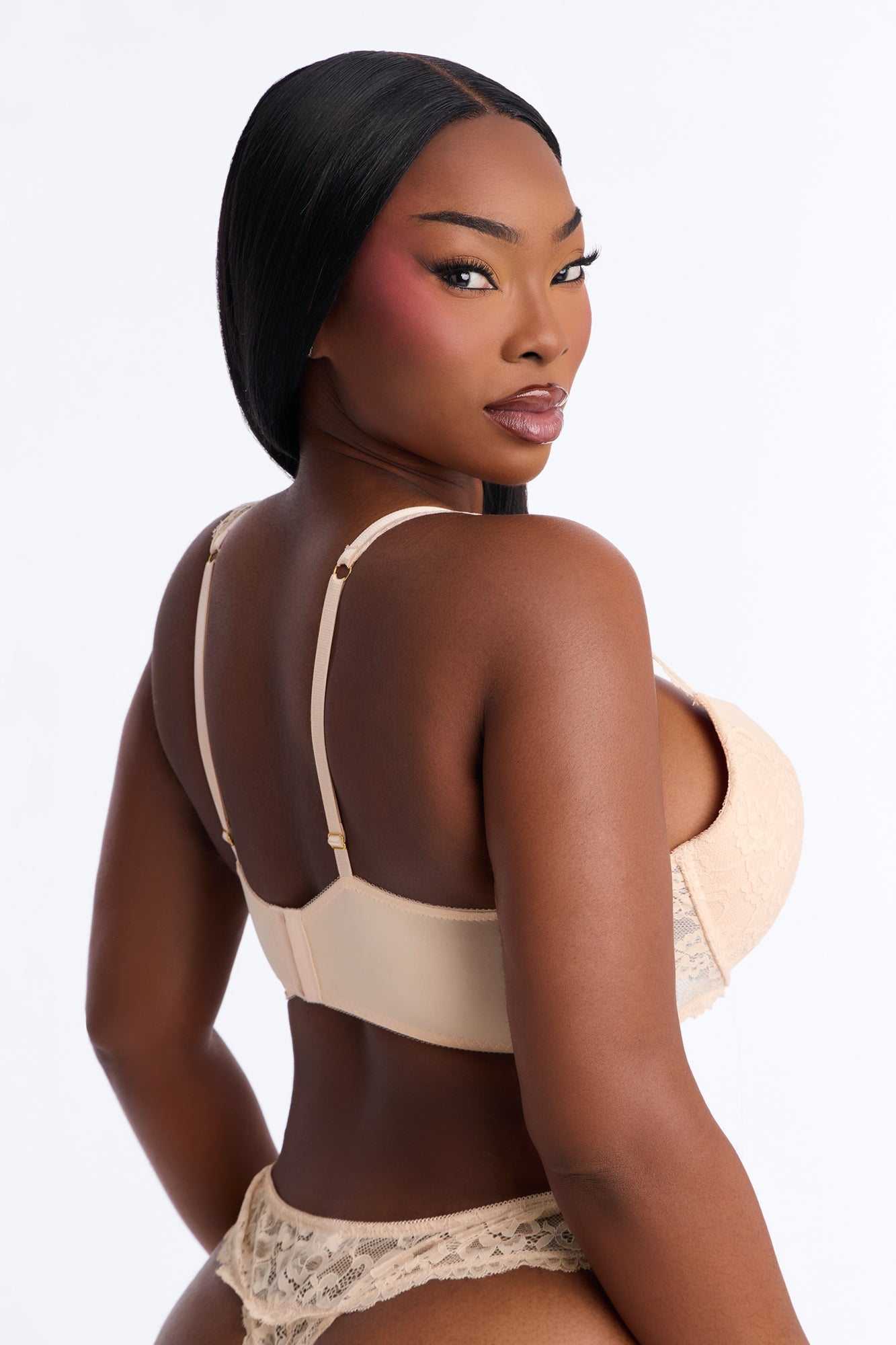Underneath It All Microfiber Lace Push Up Molded Cup Bra - Ivory