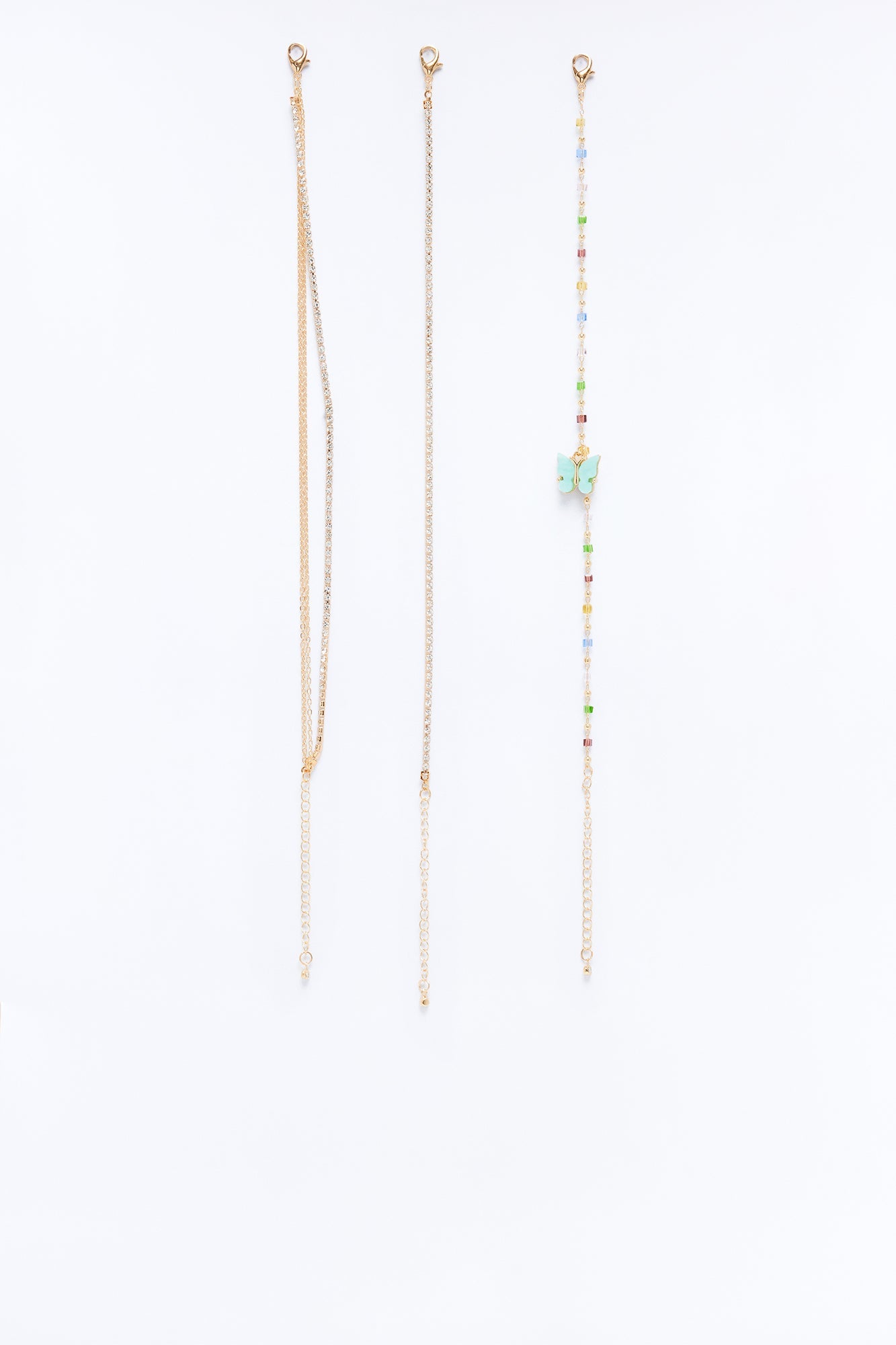 Rare Admiration Butterfly 4 Piece Anklet Set - Gold/Multi
