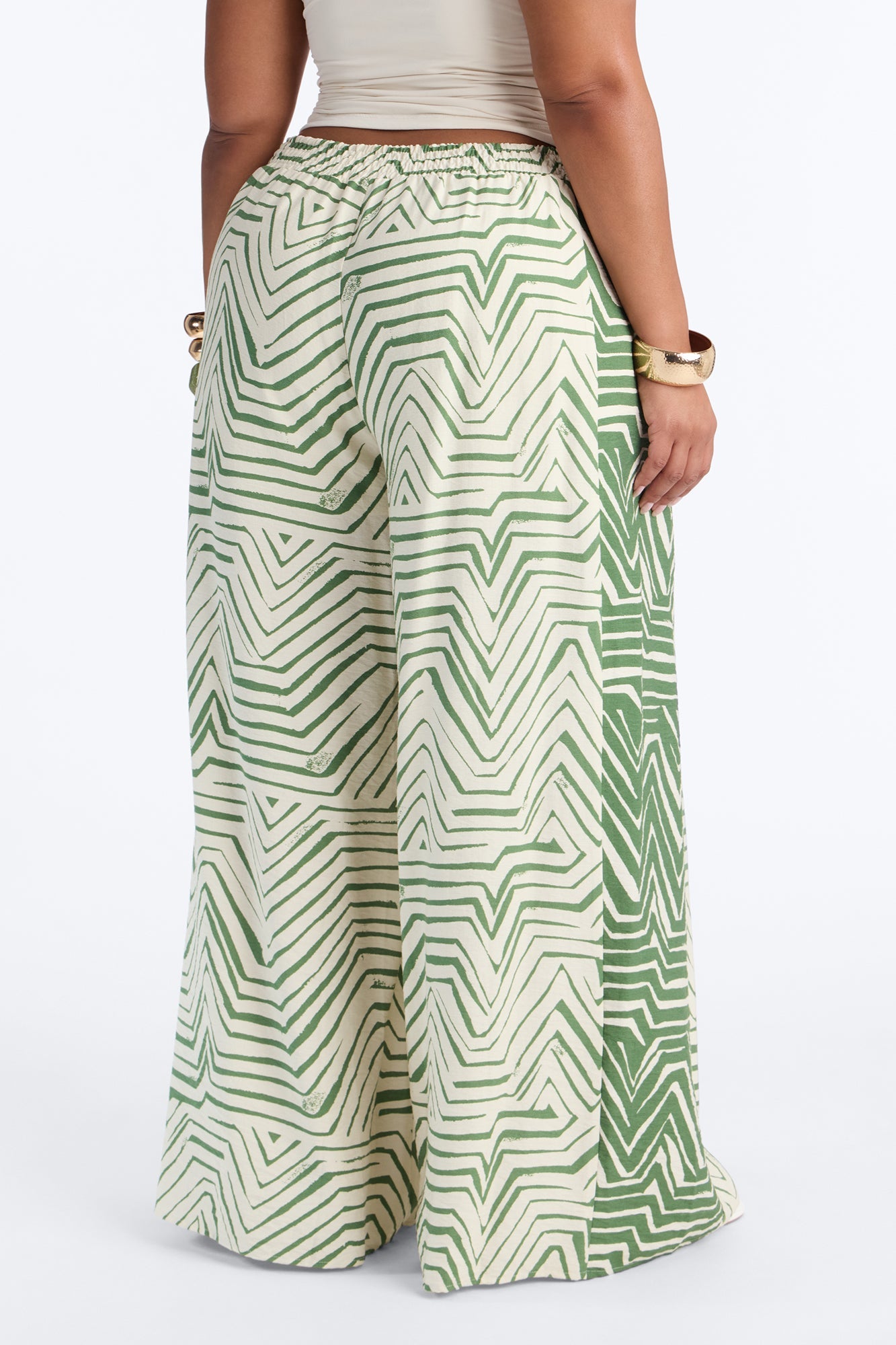 Miffy Mid Rise Smocked Wide Leg Pant - Green/combo