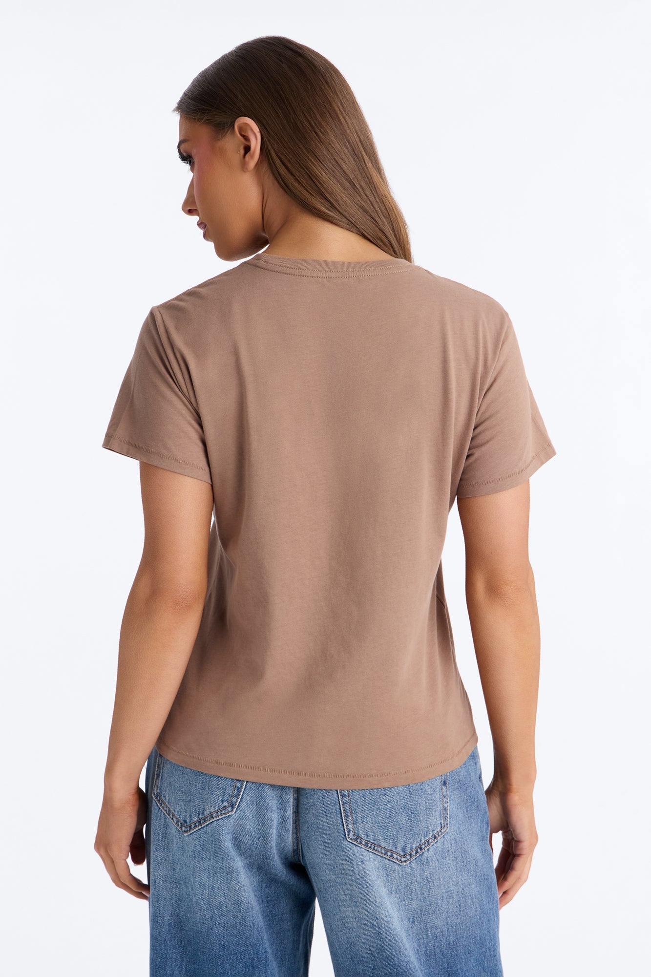 Simple And Modern Cropped Tee - Taupe