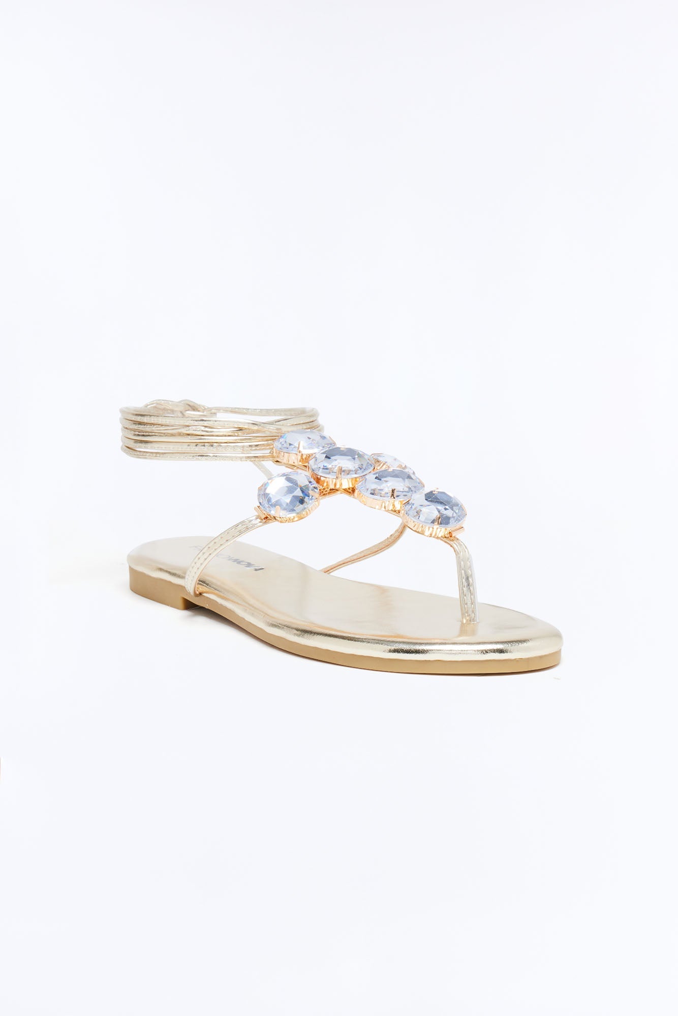 Gems Wrap Up Sandals - Gold