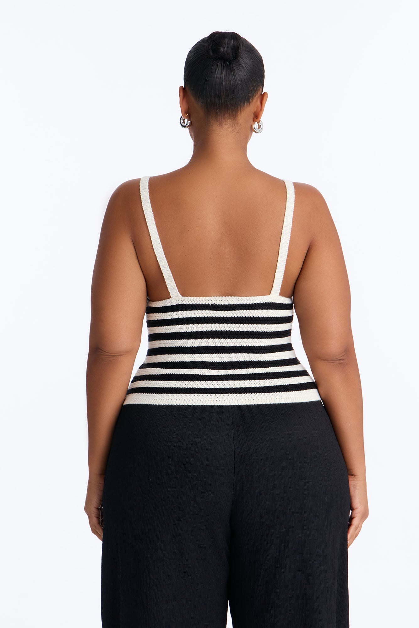 Lola Striped Crochet Top - Black/combo