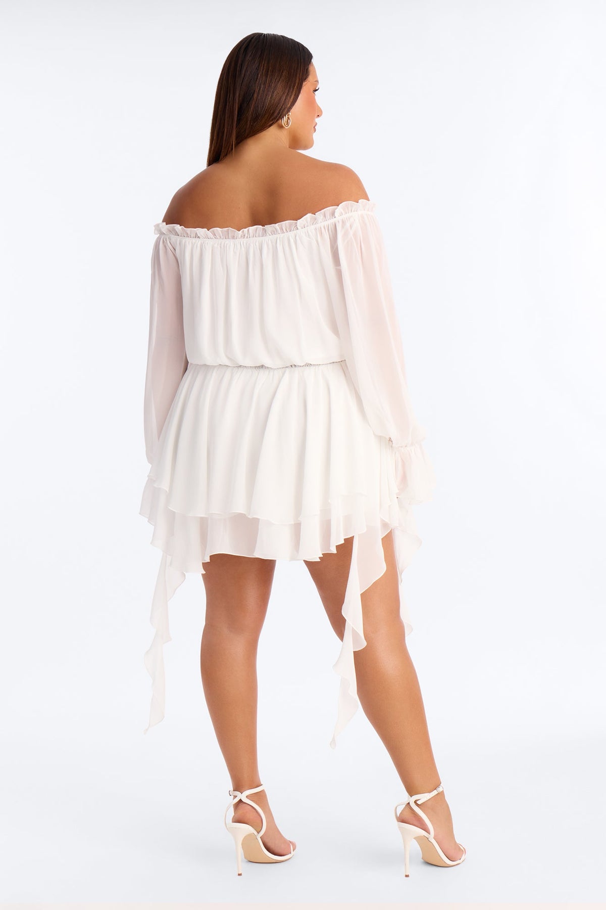 Paulina Ruffle Chiffon Mini Dress - White