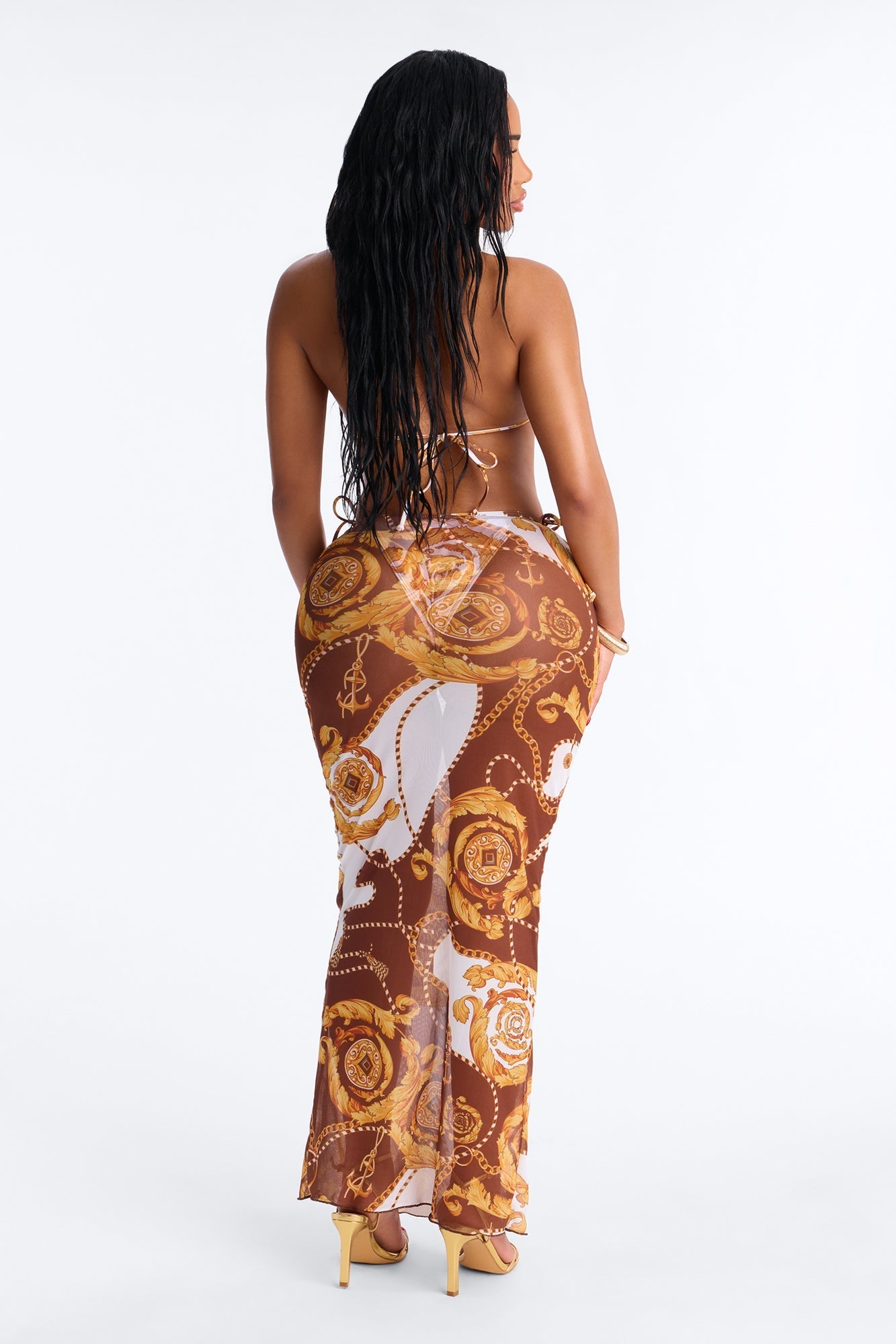 Coronado Beach Cutie Bikini And Sarong - Brown/combo Fashion Nova
