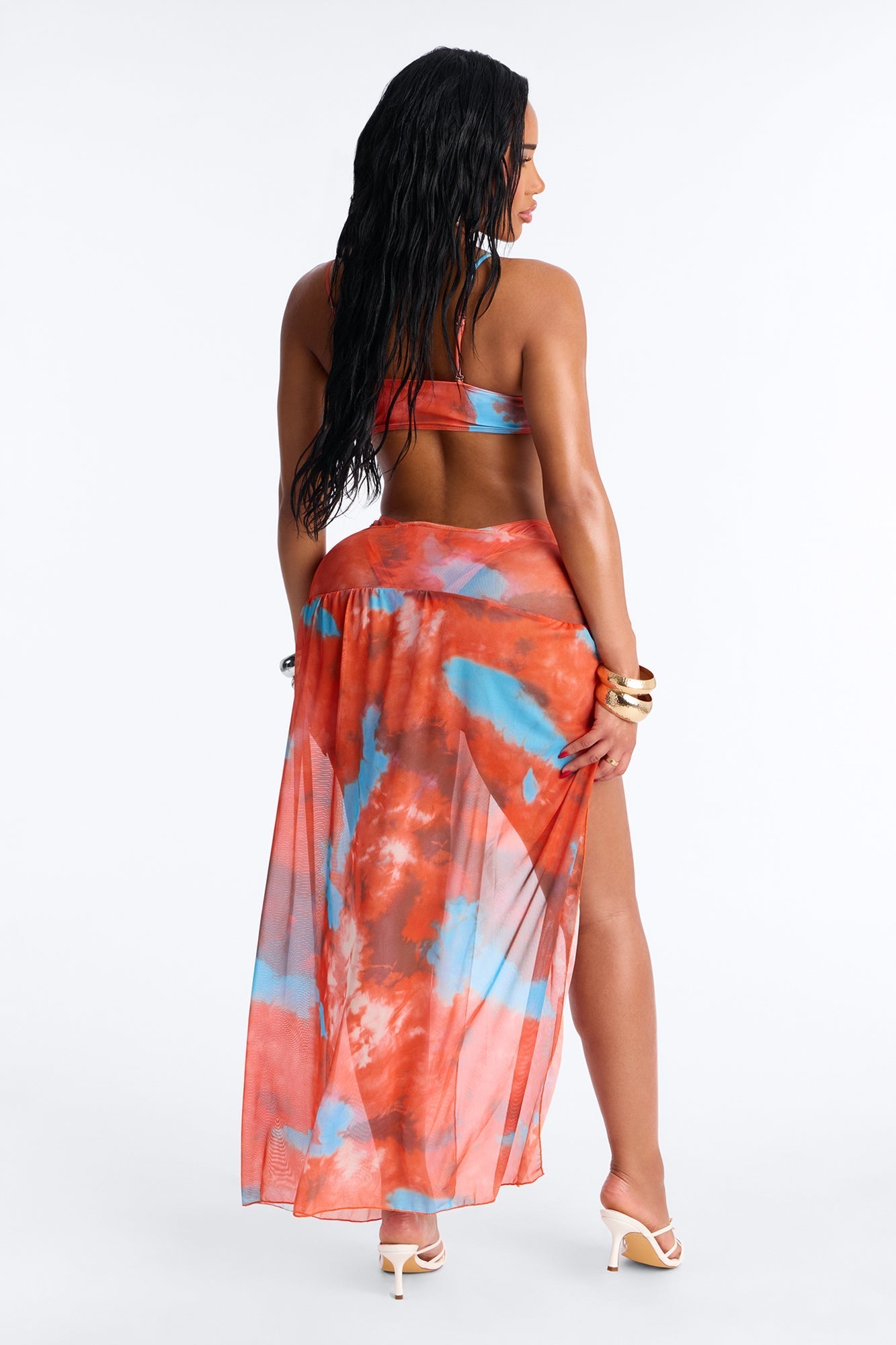 Vacation Forever Bikini And Sarong - Orange/combo Fashion Nova
