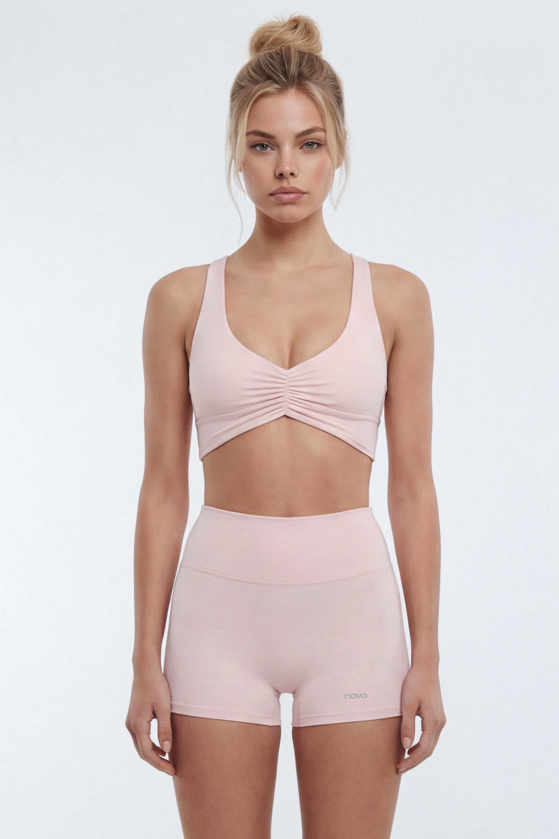 CloudForm™ Ruched Sports Bra - Blush Fashion Nova