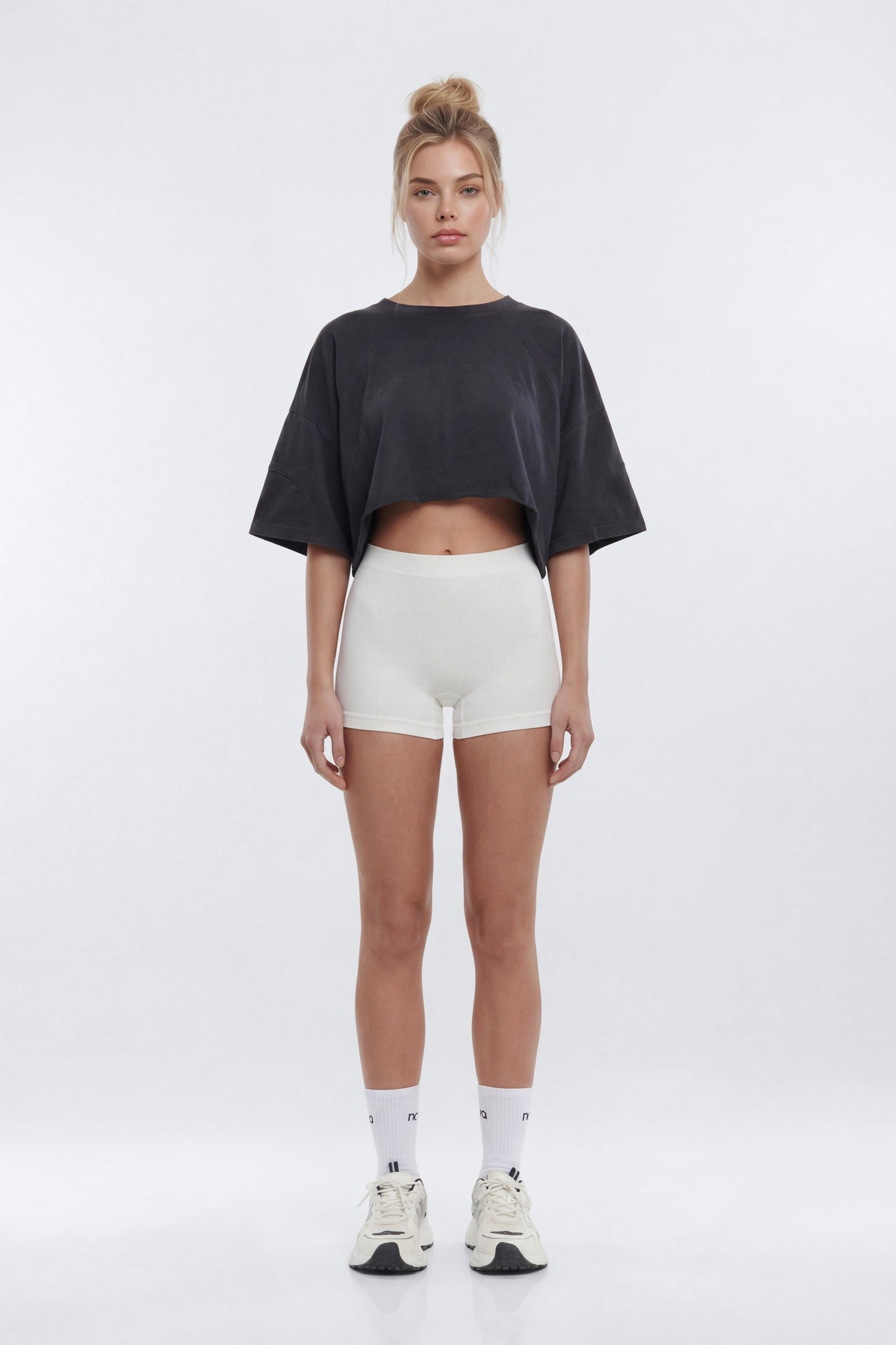 Cotton Jersey Oversized Stitched Short Sleeve Top - Charcoal Fashion Nova