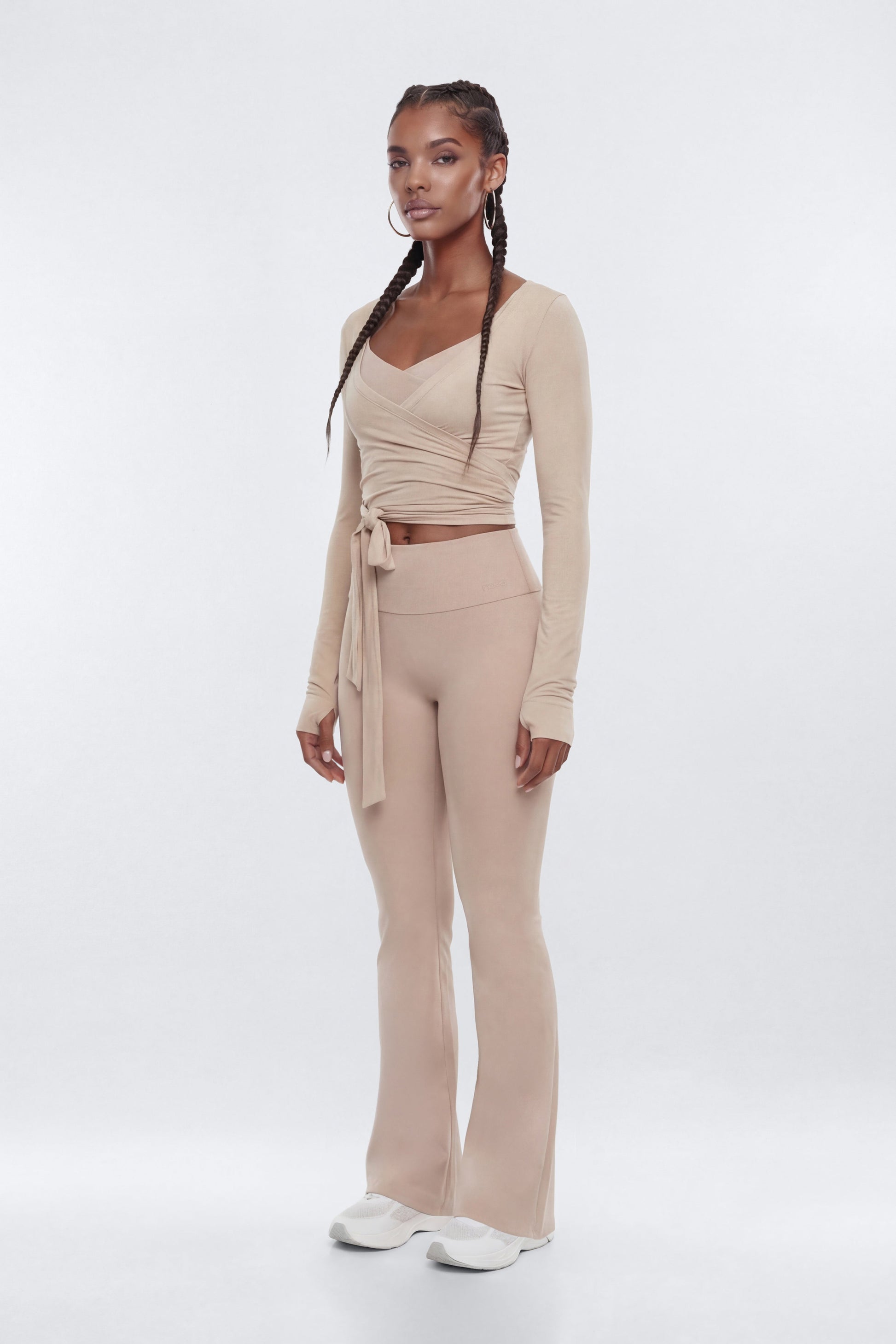 Soft Jersey Surplice Wrap Top - Stone Fashion Nova