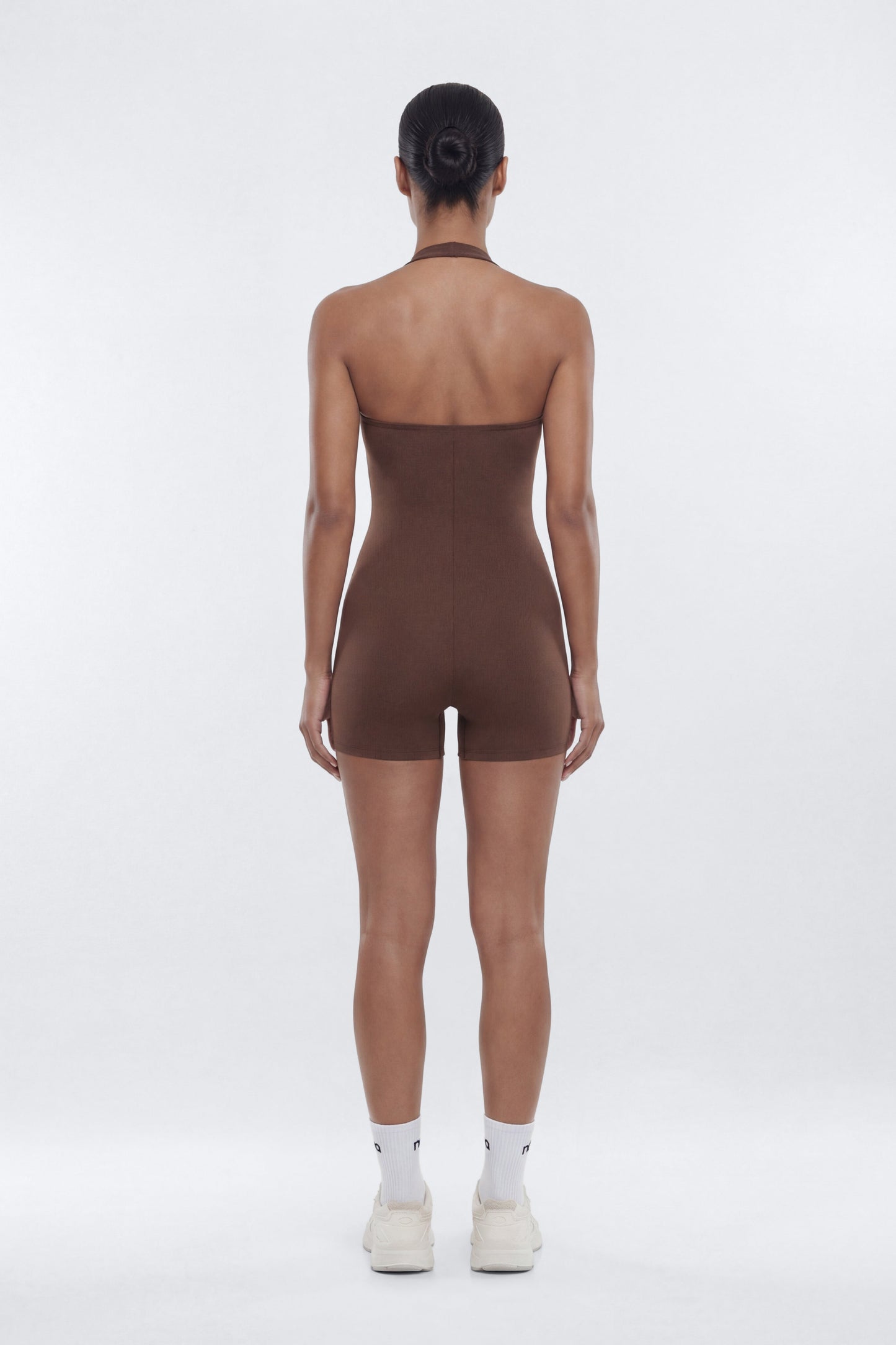 CloudForm™ 3″ Halter Romper - Brown Fashion Nova