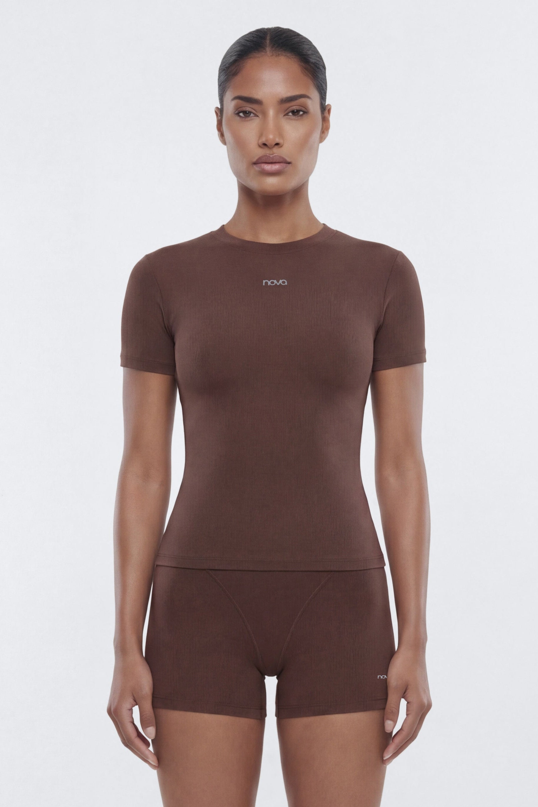 ProStretch™ Short Sleeve Sports Top - Brown Fashion Nova