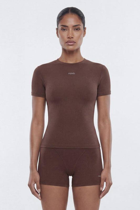 ProStretch™ Short Sleeve Sports Top - Brown Fashion Nova