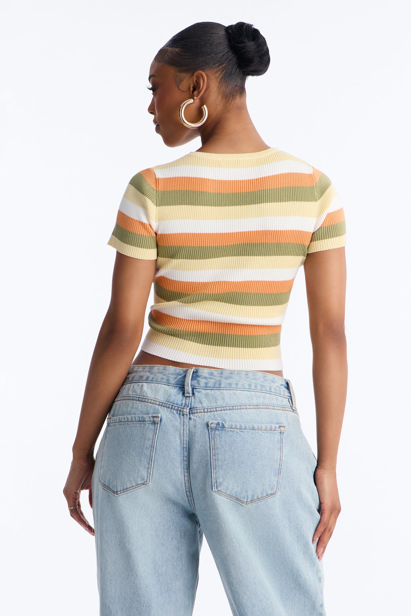 Under The Sun Striped Sweater Top - Multi Color