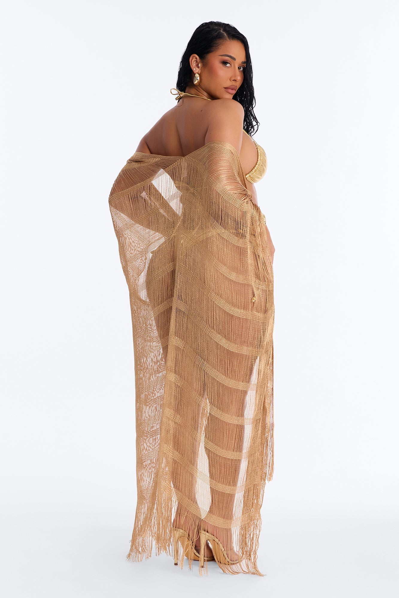 Letty Swim Cover Up Kimono - Gold Fashion Nova