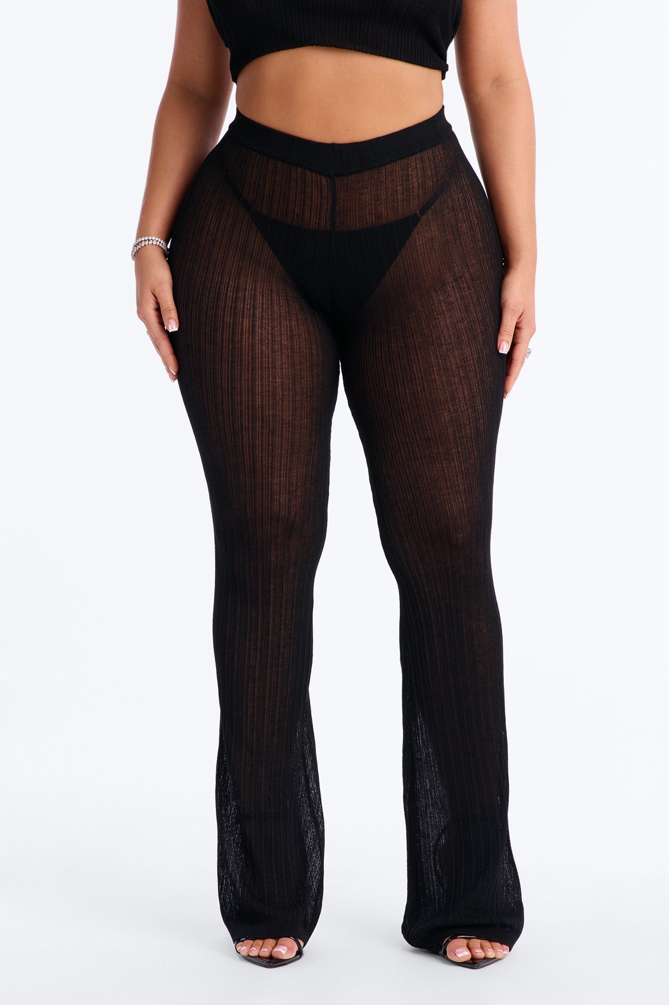 Sienna Sheer Knit Pant - Black Fashion Nova