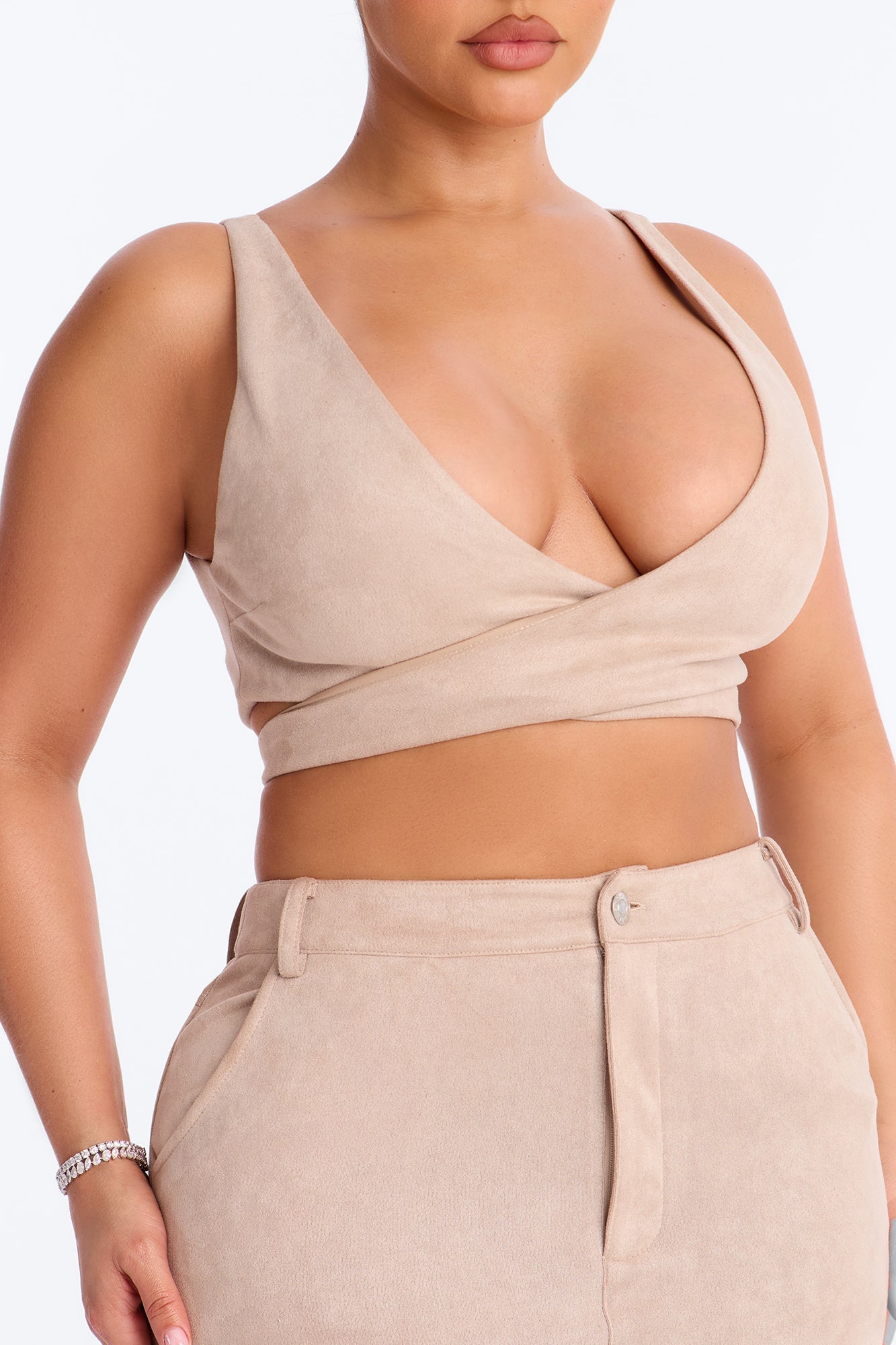Maxine Faux Suede Skirt Set - Stone Fashion Nova