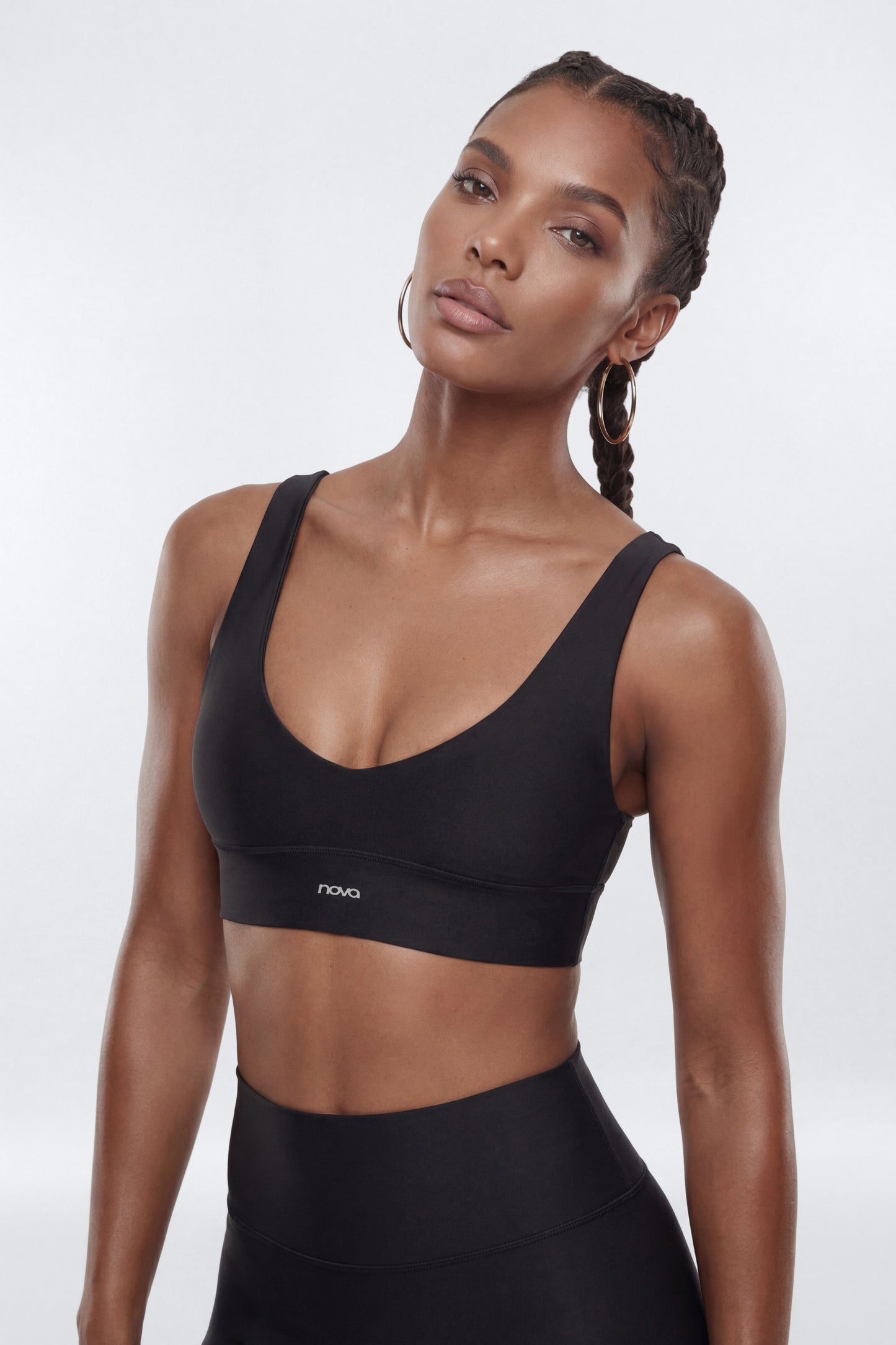 AirSculpt™ V Neck Sports Bra - Black Fashion Nova