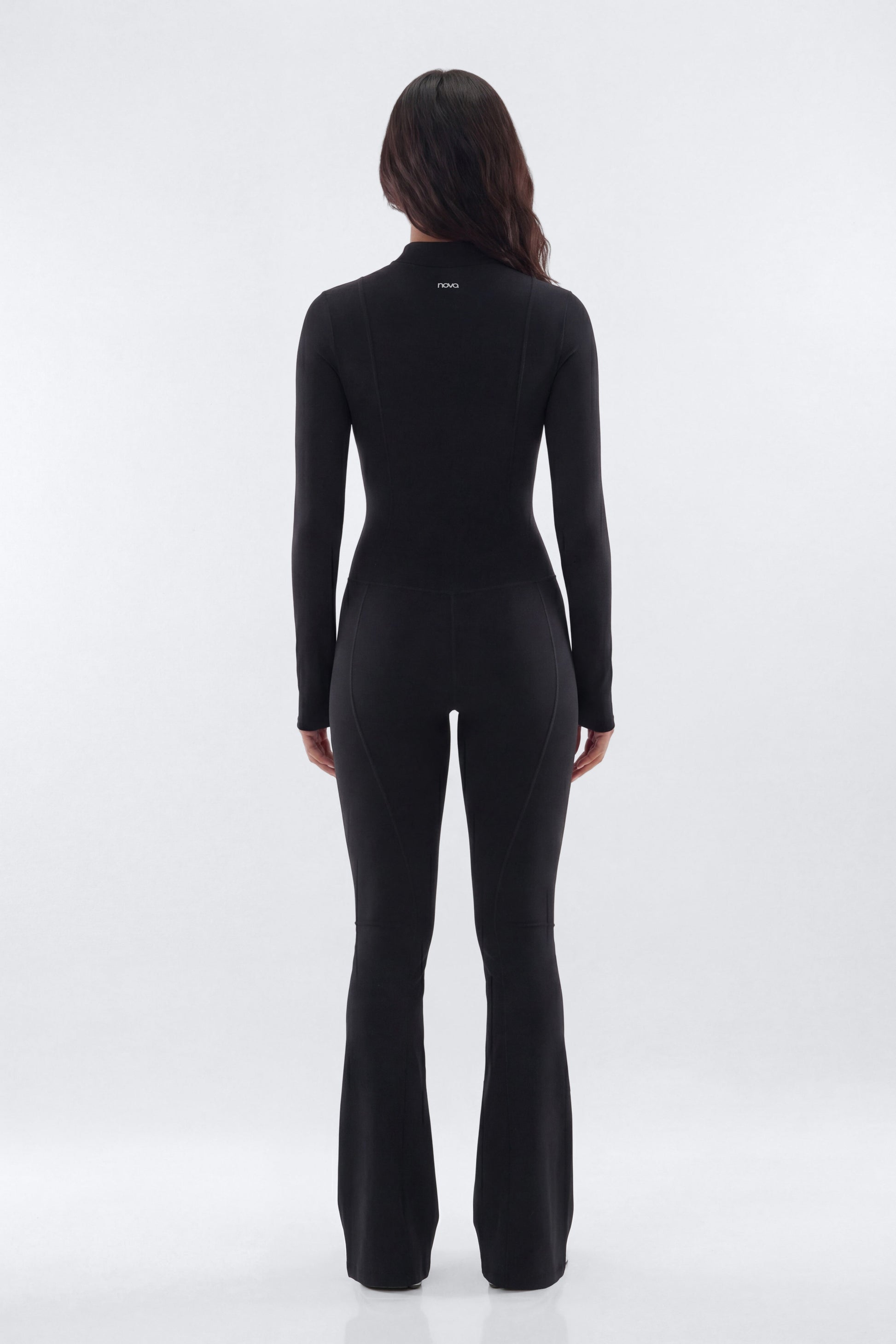 CloudForm™ 32″ Long Sleeve Flare Jumpsuit - Black Fashion Nova