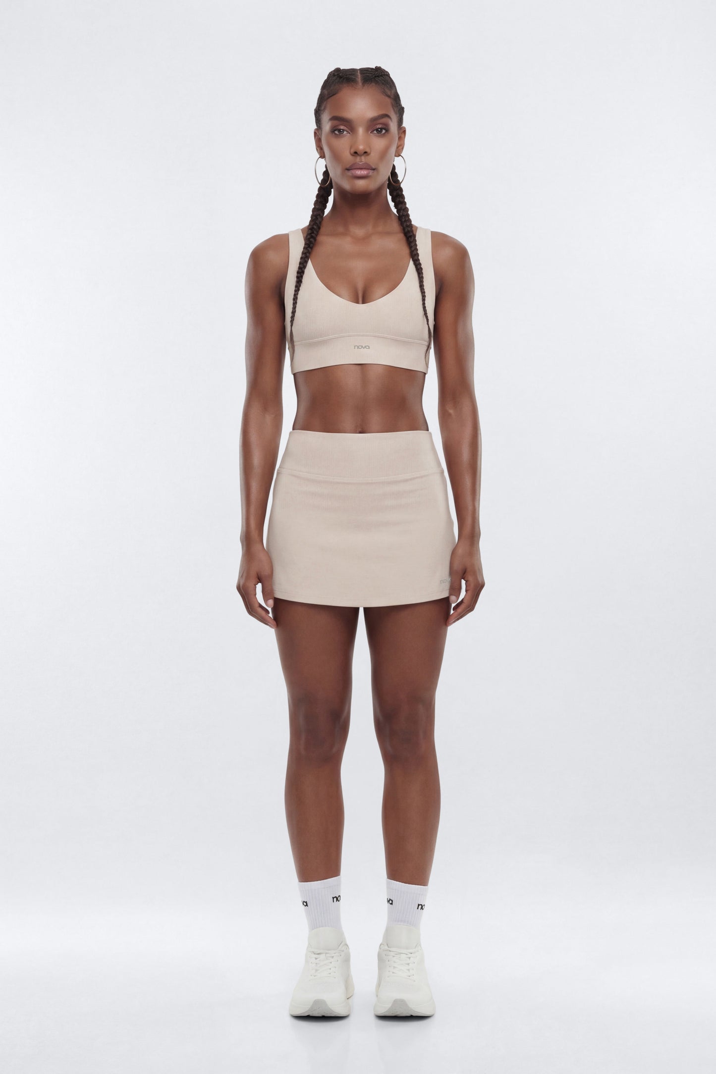 AirSculpt™ V Neck Sports Bra - Oat Milk Fashion Nova